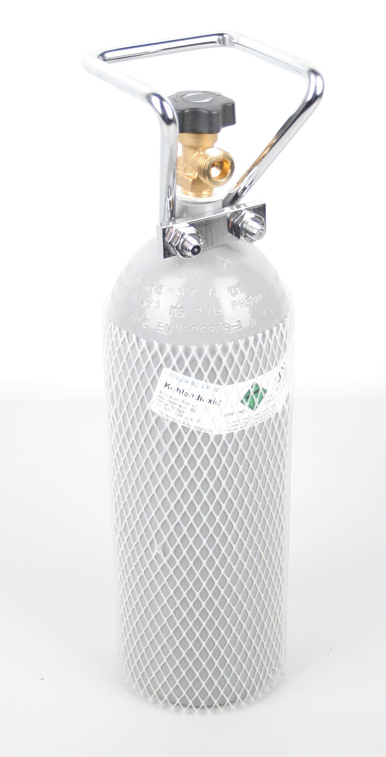 2 kg CO2 Stahlflasche Flasche GEFÜLLT mit Lebensmittel Kohlendioxid Kohlensäure E290 - Fabrikneue Eigentumsflasche - Tüv mindestens 9 Jahre Aquaristik