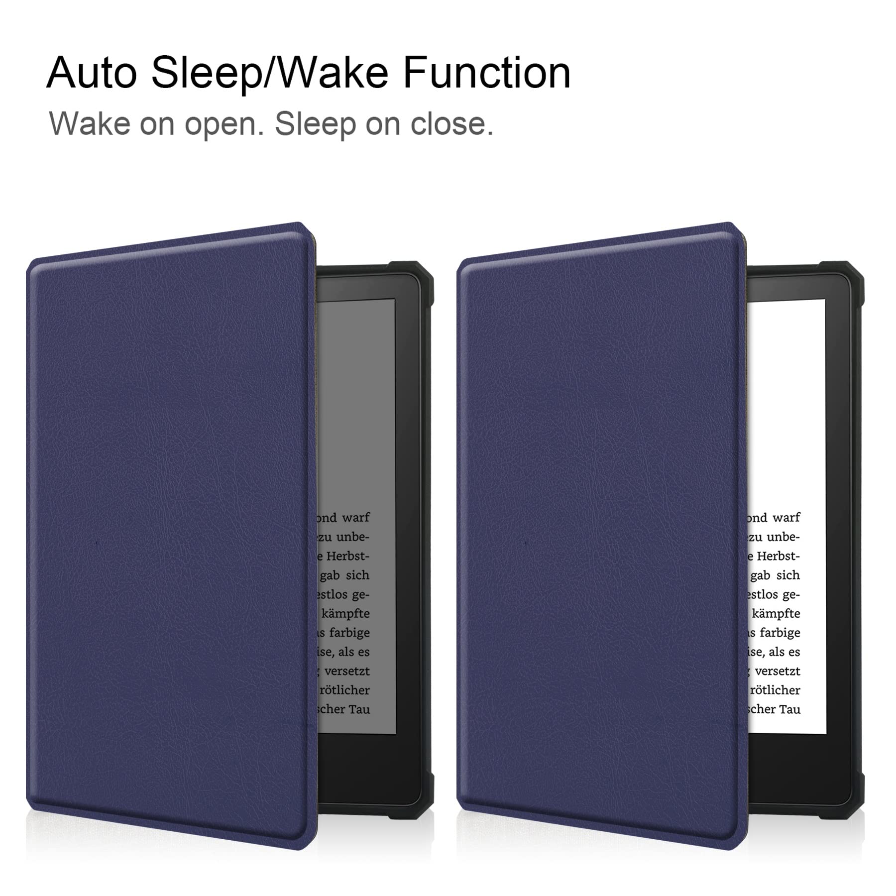 Podróż na tablecie Slim Case dla Kindle PaperWhite (wersja 6,8 "2021), TPU. Skórzany przypadek Ochronna Smart Folio Shell Pokrywa z zamknięciem magnetycznym i funkcją stoiska auto Wake/sen(Blu)