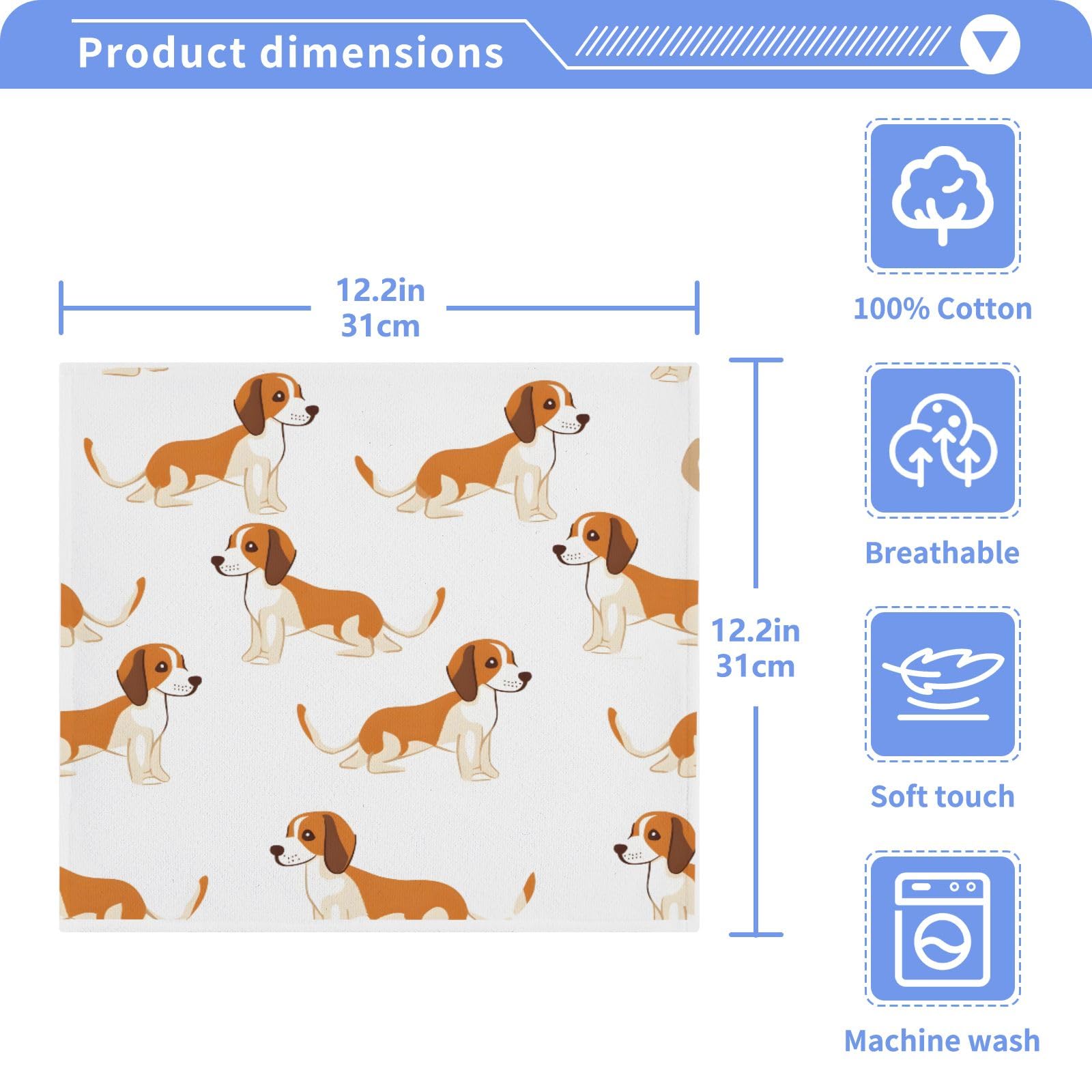 ALAZA Wash Cloth Set 100% Cotton Fingertip Towels Face Cloths Sets Cute Dog 1 Highly Absorbent Soft Feel Set of 2