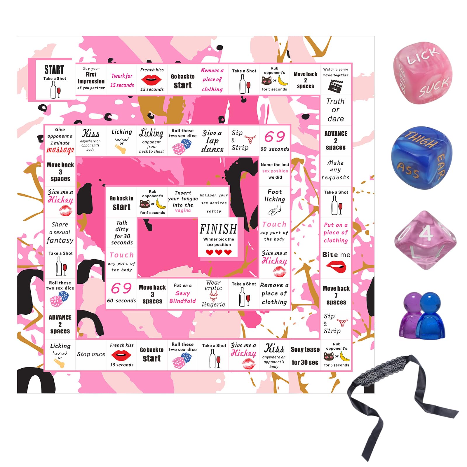 Rosafinal Sex Games for Couple - Romantic Couple Board Games for Date Night Sex Games for Couples Sex Dice Game Sexy Board Games for Couples Sex Board Game for 2 Players