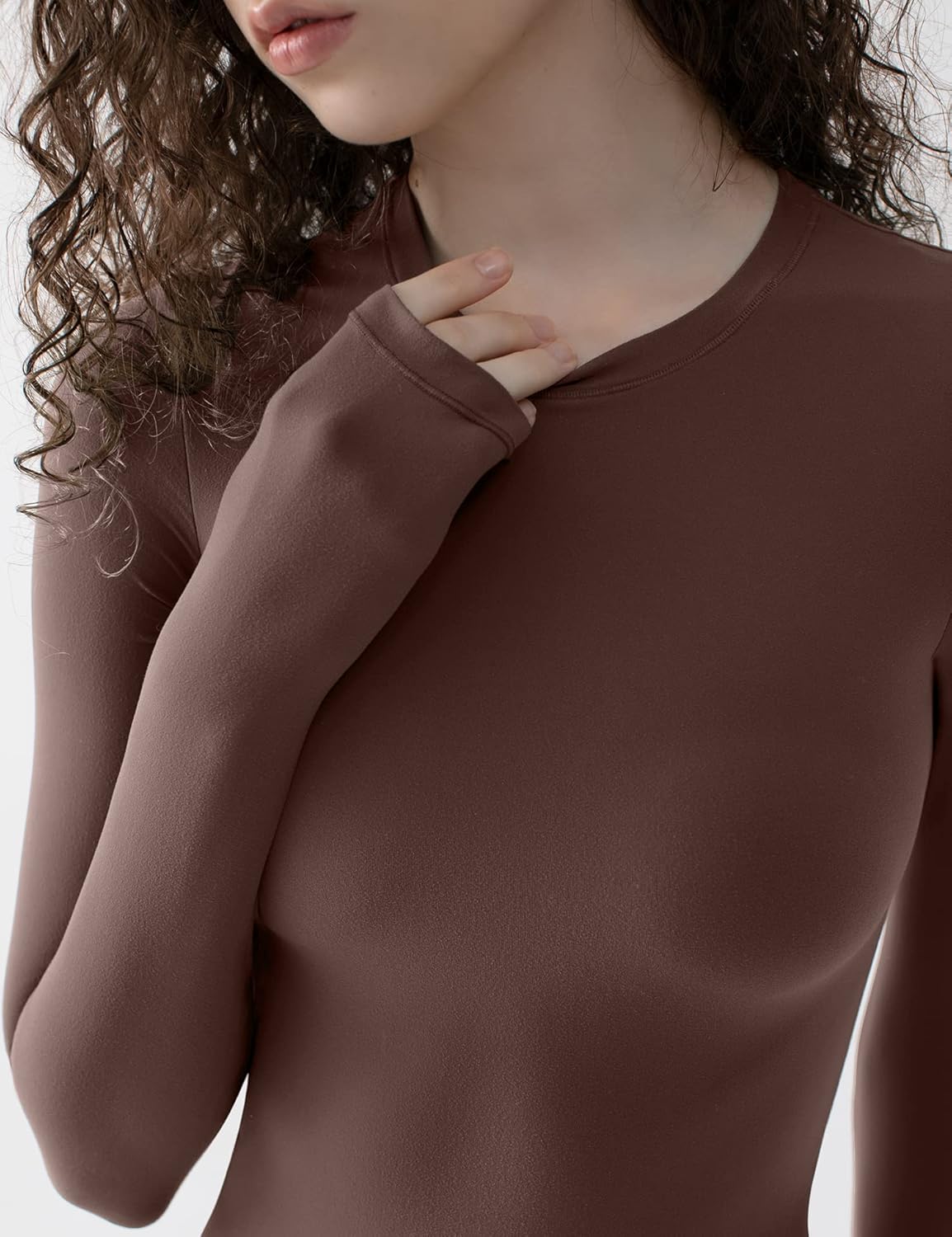 PUMIEY Women's Crew Neck Long Sleeve Bodysuit Sexy Tops Sharp Collection - Image 4