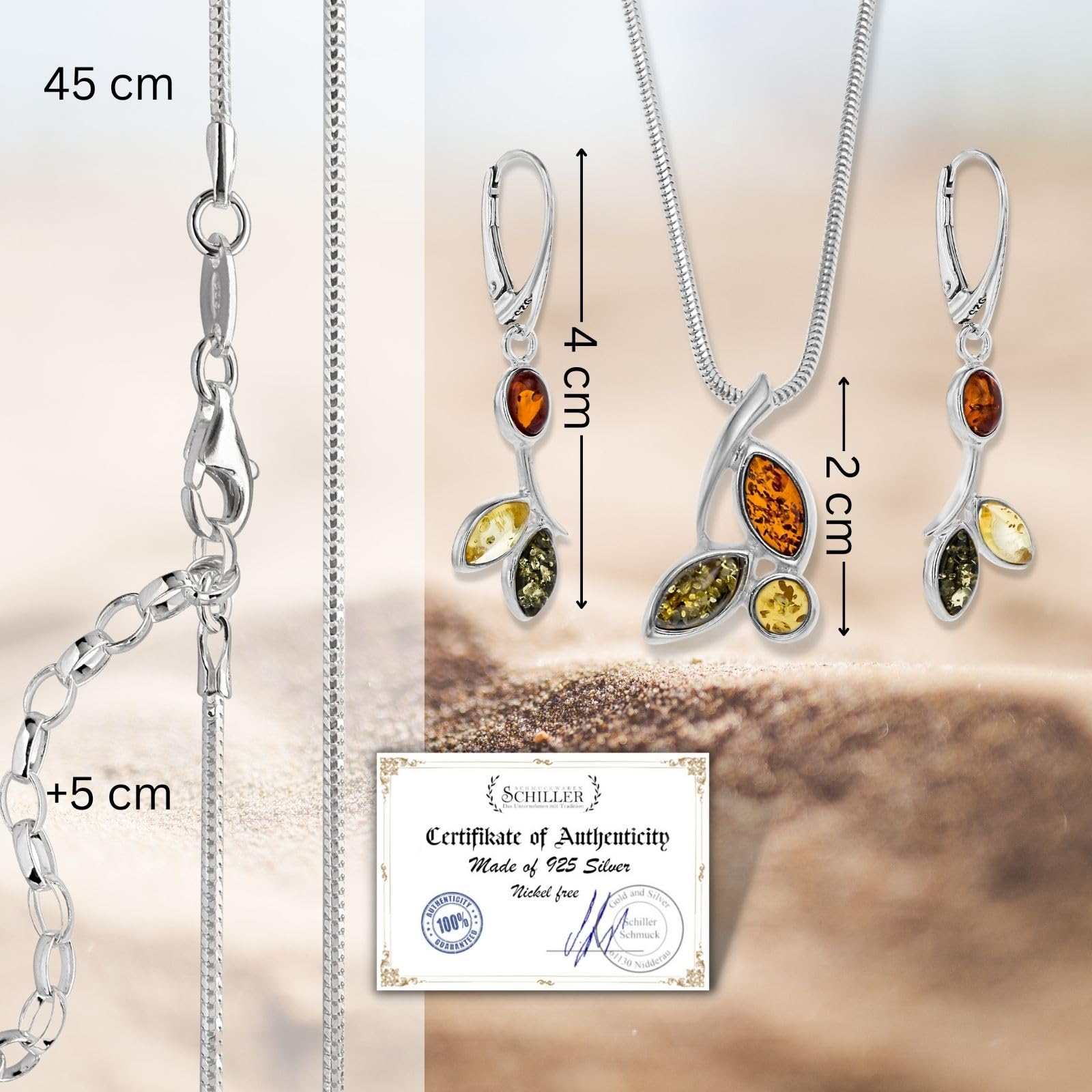 Set di gioielli da donna in argento 925 ambra collana orecchini set regalo borsa regalo regalo regalo per donne San Valentino anniversario compleanno festa della mamma regalo per lei fidanzata moglie