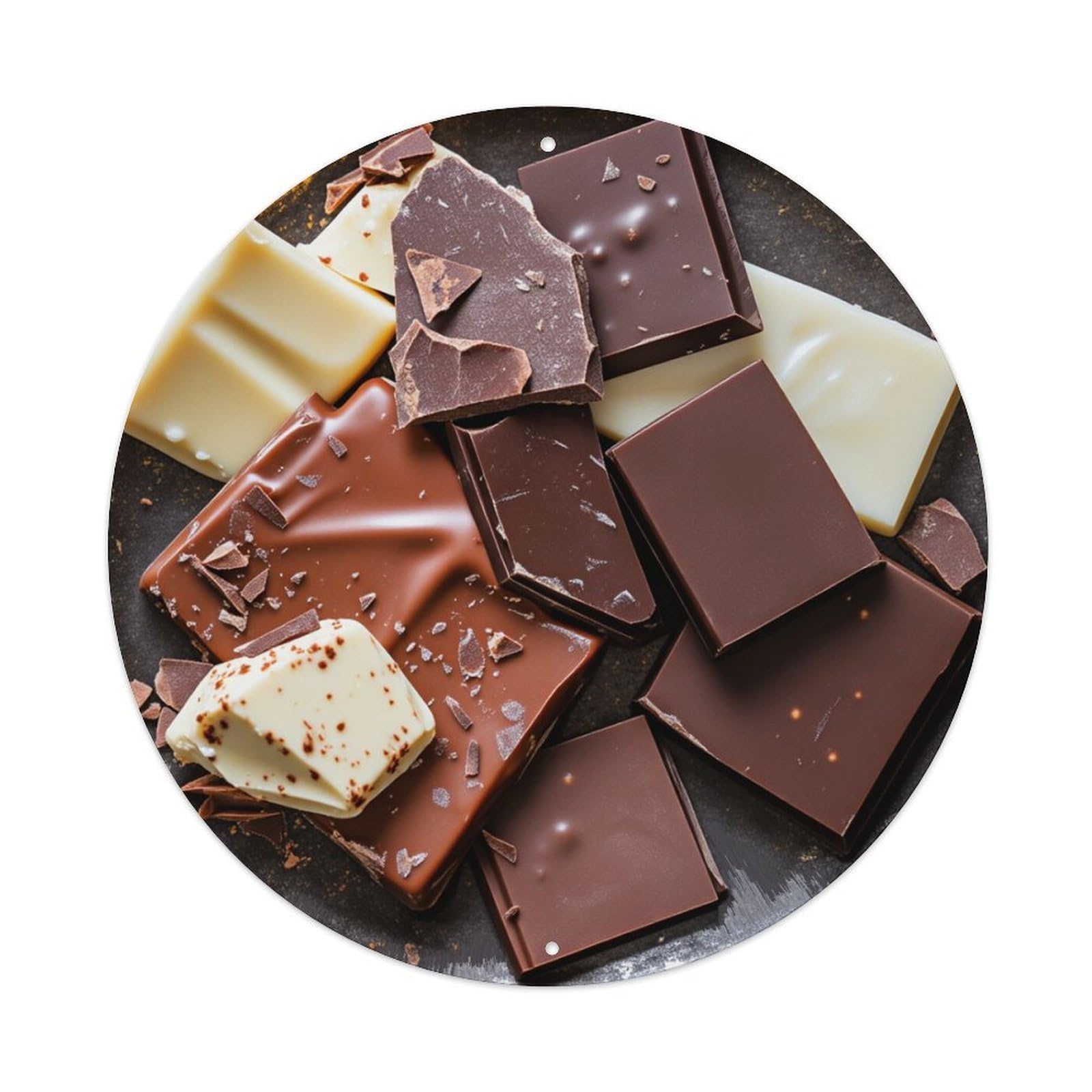 Chocolate Variety Assortment Displayed Round Tin Sign Retro Metal Sign for Cafe Bar Pub Home Game Room Gym Club Wall Decoration Vintage Metal Poster 8x8 Inch