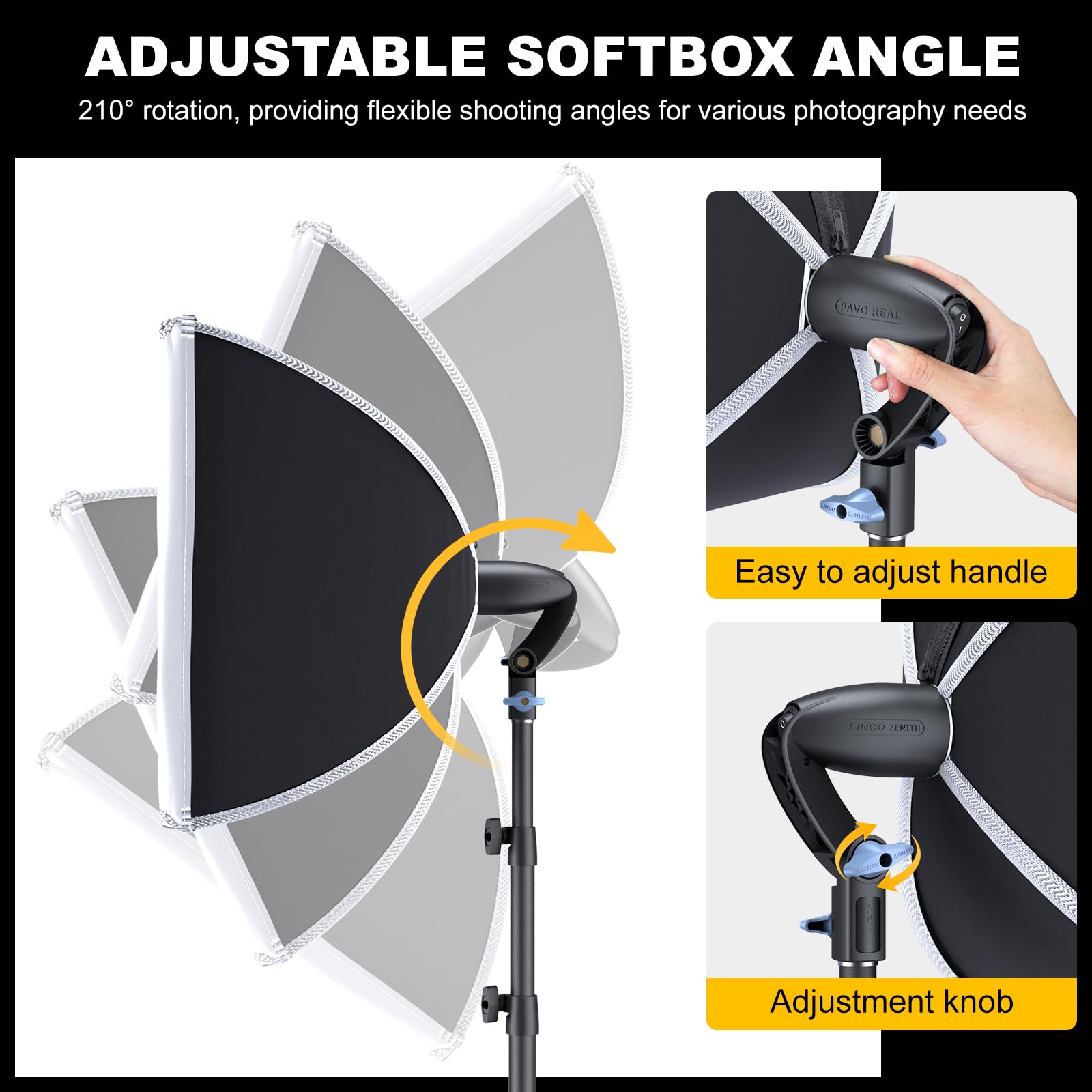 LINCO Lincostore Softbox Photography Lighting Kit 16'' x 16'' Professional Softbox Lighting Kit with 85W 3000-6500K LED Bulbs, Studio Lights for Photography/Video Recording/Live Streaming