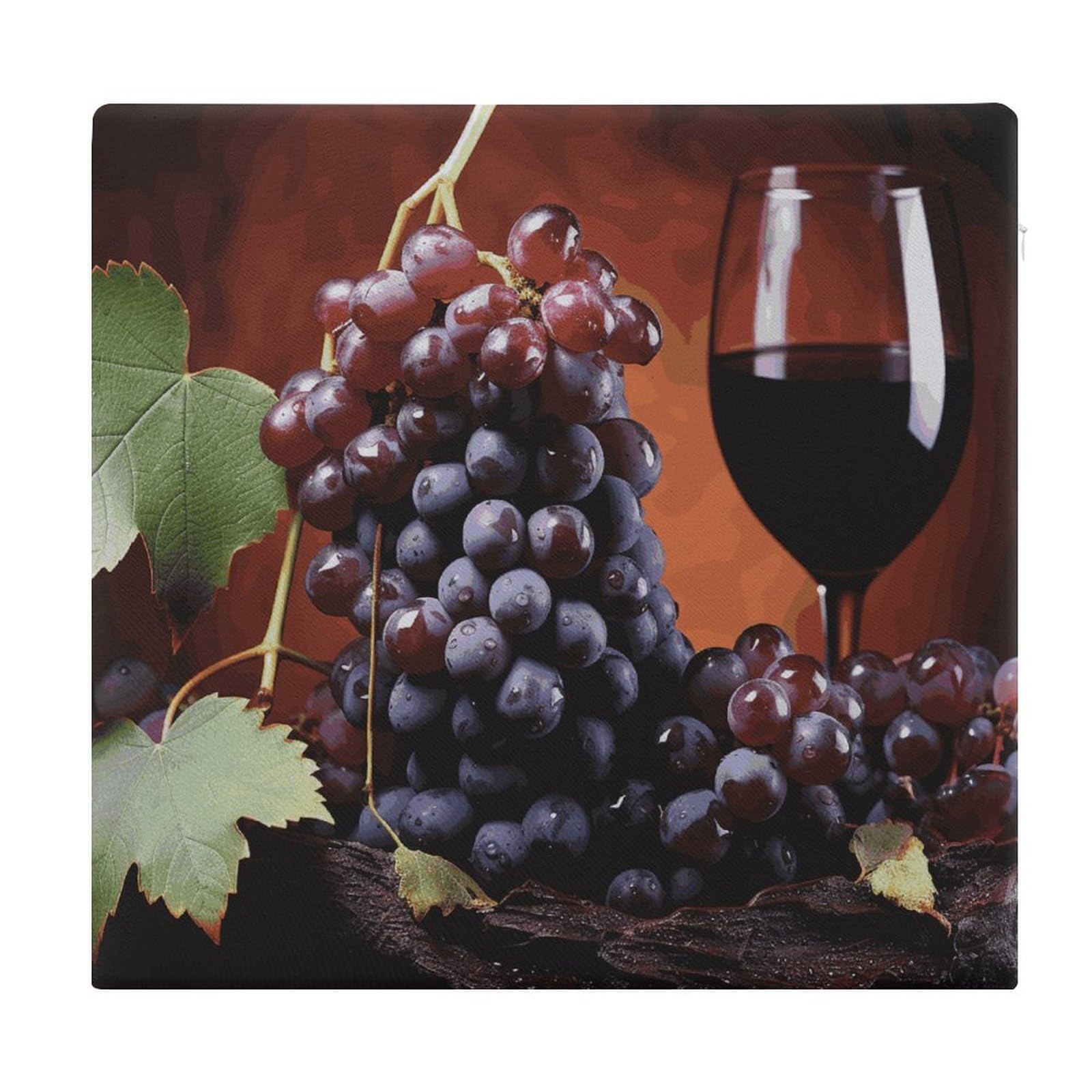 JTREHY Red Wine Grapes Chair Cushions Non-Slip Bar Stool Cushions Ultra Soft Warm Memory Foam Meditation Cushion Removable Large Square Seat Cushions for Dining Chair 15x14In