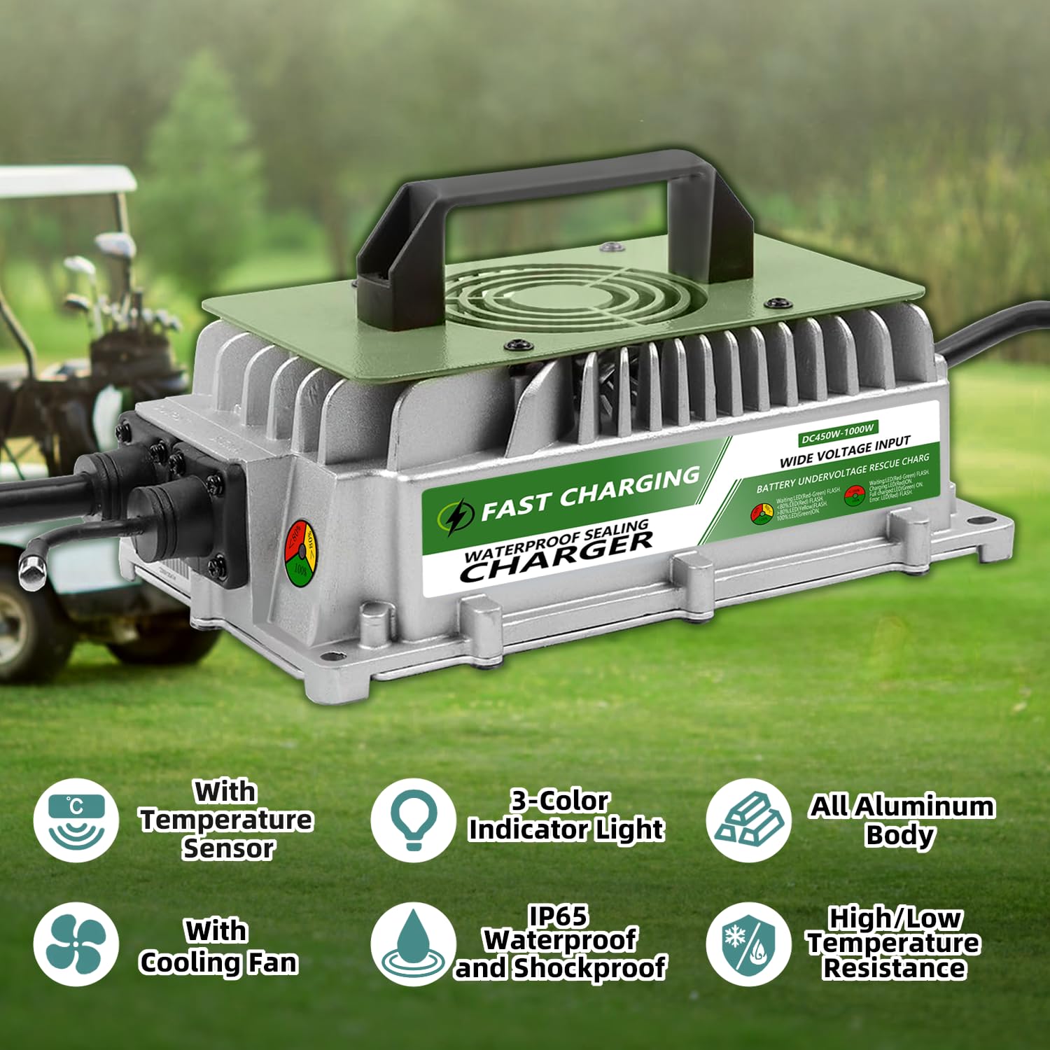 12V 20A LiFePO4 Battery Charger, 800W Smart Lithium Battery Charger IP65 Waterproof with Anderson Connector, Suitable for Lithium Rechargeable Batteries of RV, Boat