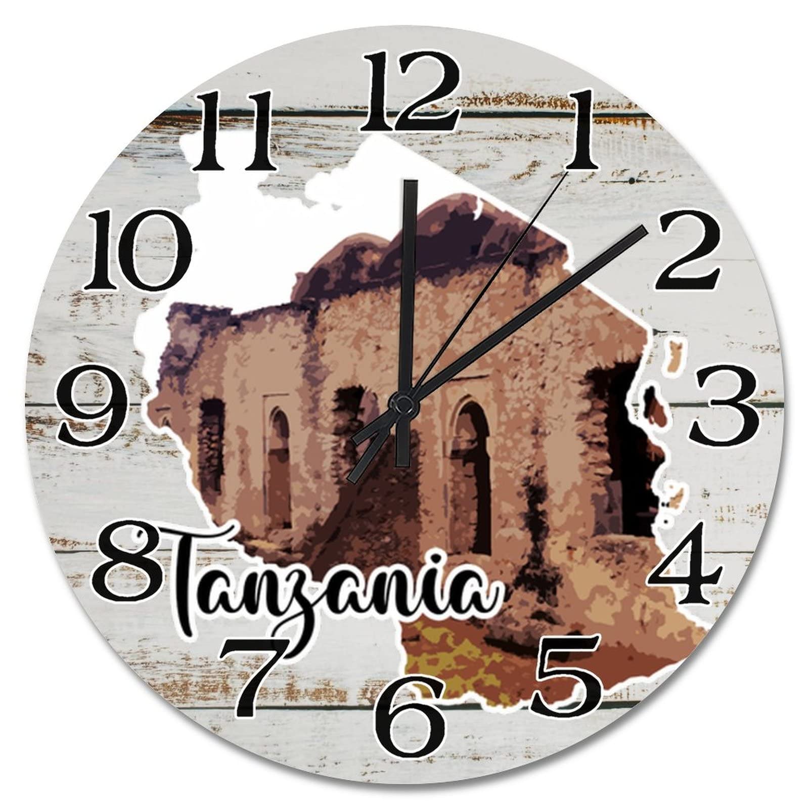 Horloge murale Tanzania carte touristique et decoration murale salon