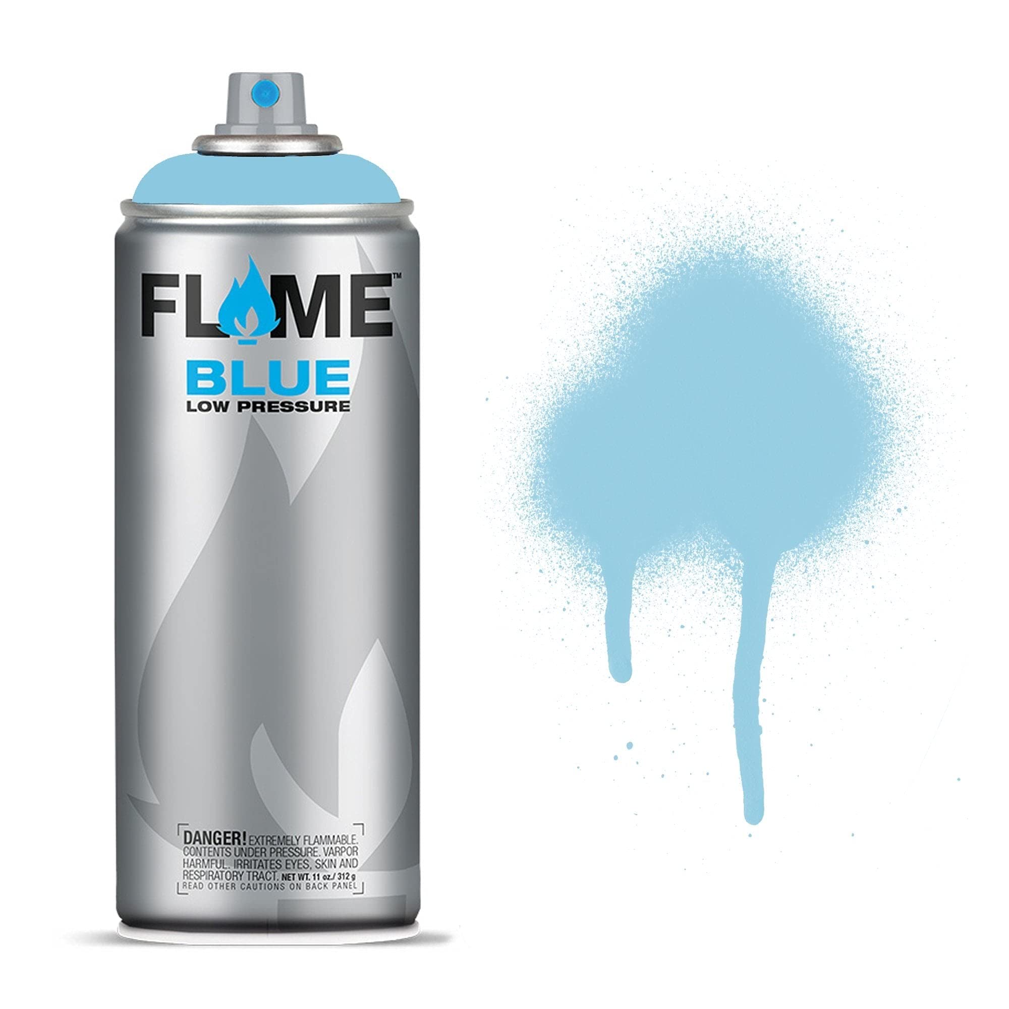 Molotow Flame Blue Spray Paint - Matt Acrylic 400ml Can Light Blue Light FB-504