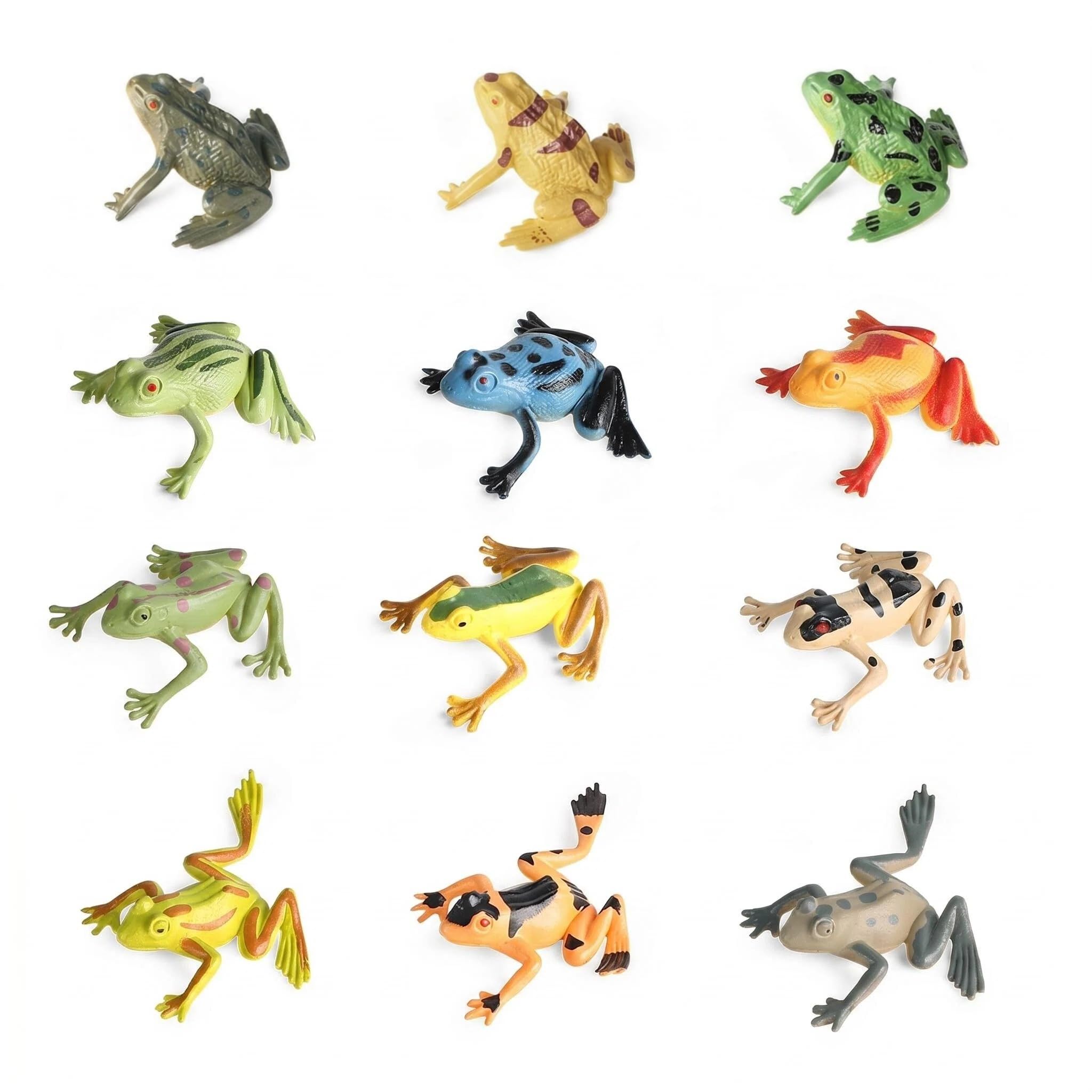 Cosiesnest 12-Piece Realistic Frog Figurine Set, Assorted Frog Models Educational Toys for Garden Flowerpot Plant Decor, Diorama, Party Favours, Birthday Gift