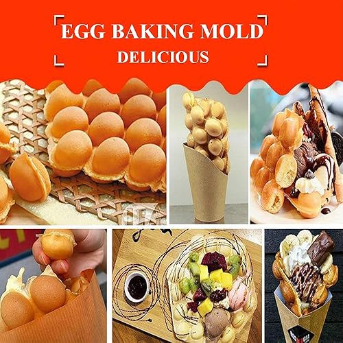 Miniatura 5 de Diyeeni Huevos de huevo de bricolaje de aleación de aluminio, antiadherente para hornear pasteles de burbujas de huevo, waflera para fiestas,
