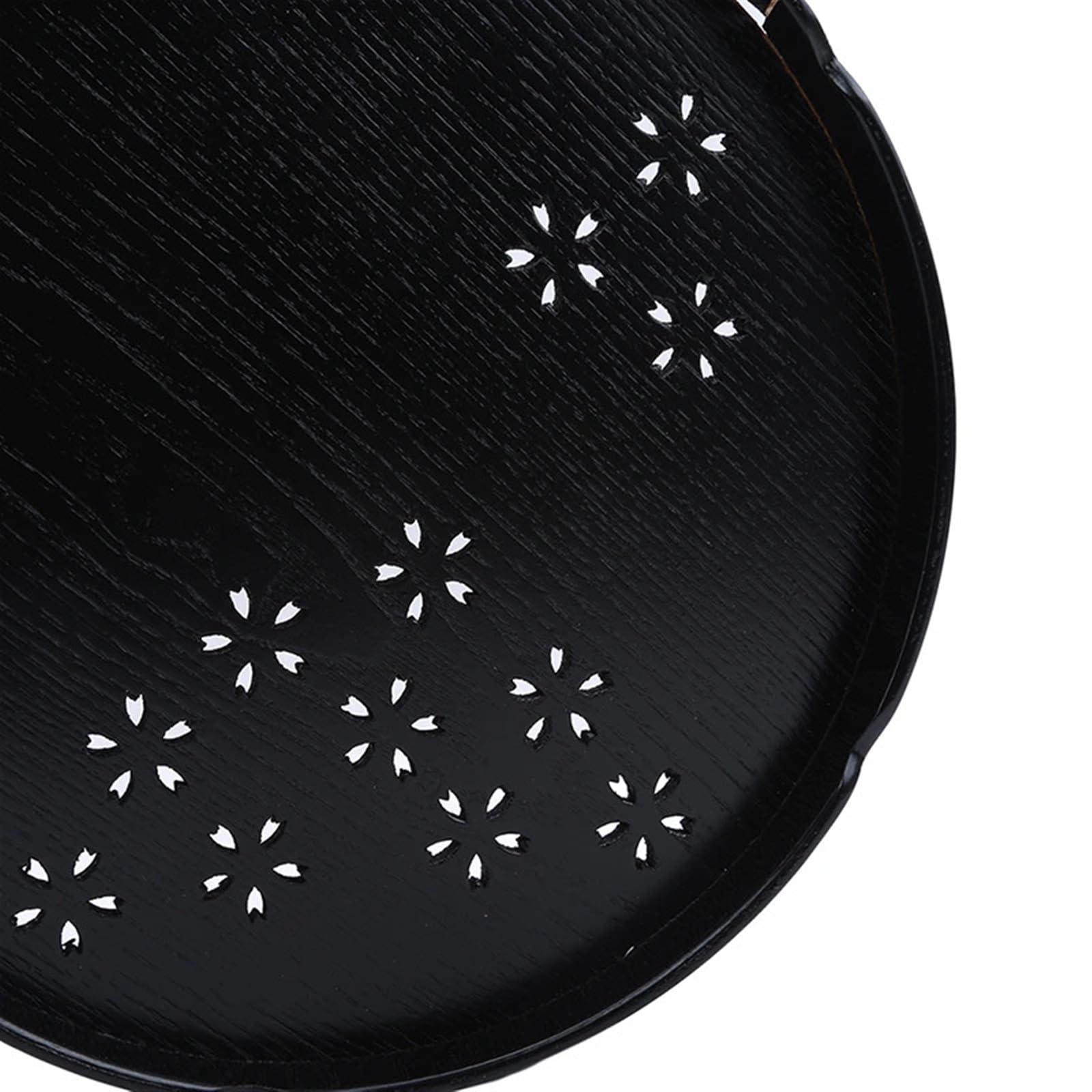 Bandeja Bandeja Redonda de Madera Maciza for Servir té y café, Aperitivos y Comidas, Plato for Restaurante, bandejas for Cocina, Bandeja de Madera for Comida y té(Black)