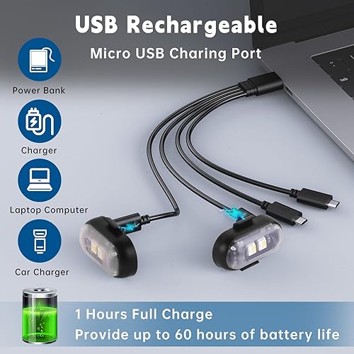 Miniatura 5 de 8 luces estroboscópicas LED inalámbricas con control remoto, 8 colores, impermeables, anticolisión, USB, luz de advertencia, luces LED inalámbricas