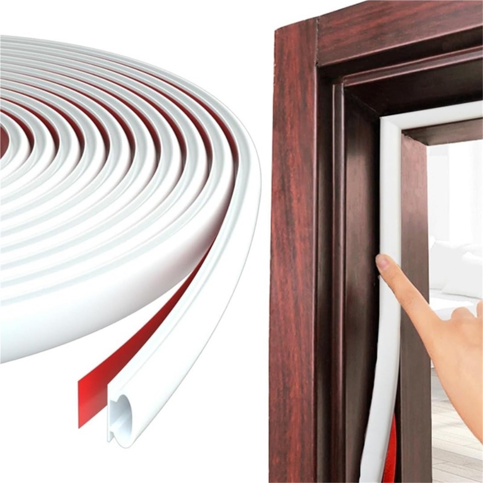 Ghhzml White Door Bottom Seal 6M D-Shape Rubber Weatherstrip, Soundproof(White)
