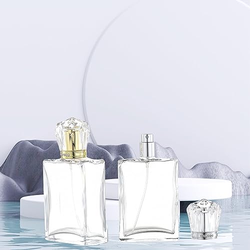 Miniatura 10 de Paquete de 2 atomizadores de perfume de vidrio negro, 3.5 onzas líquidas, botella de perfume vacía recargable para hombres y mujeres, dispensador de