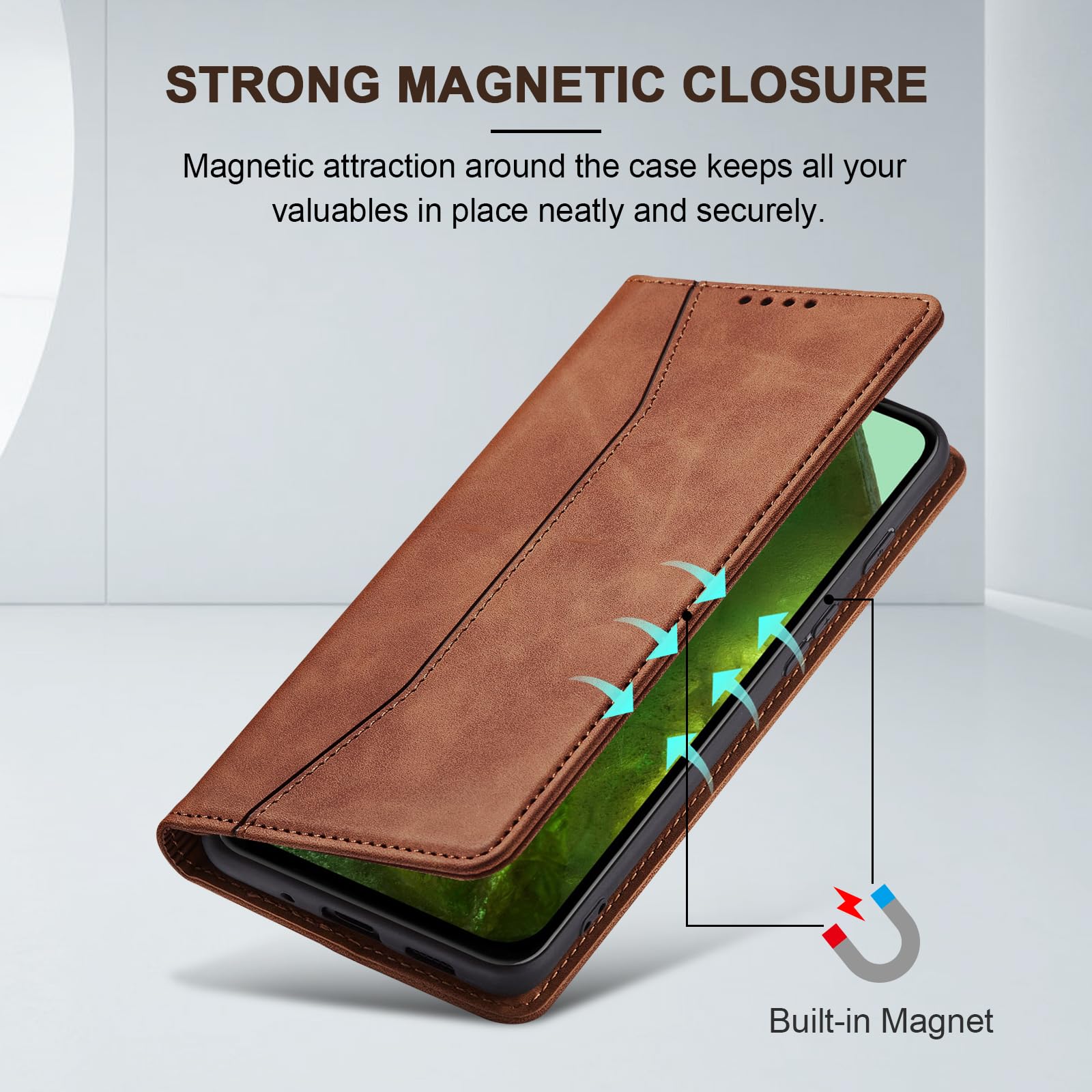 Jasonyu Case for Google Pixel 8A Leather Wallet Flip Cover with Card Holder,Kickstand - Image 3