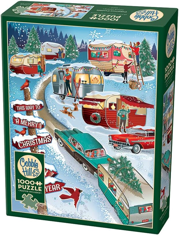 Cobble Hill 1000 Piece Puzzle - Christmas Campers - Sample Poster Included