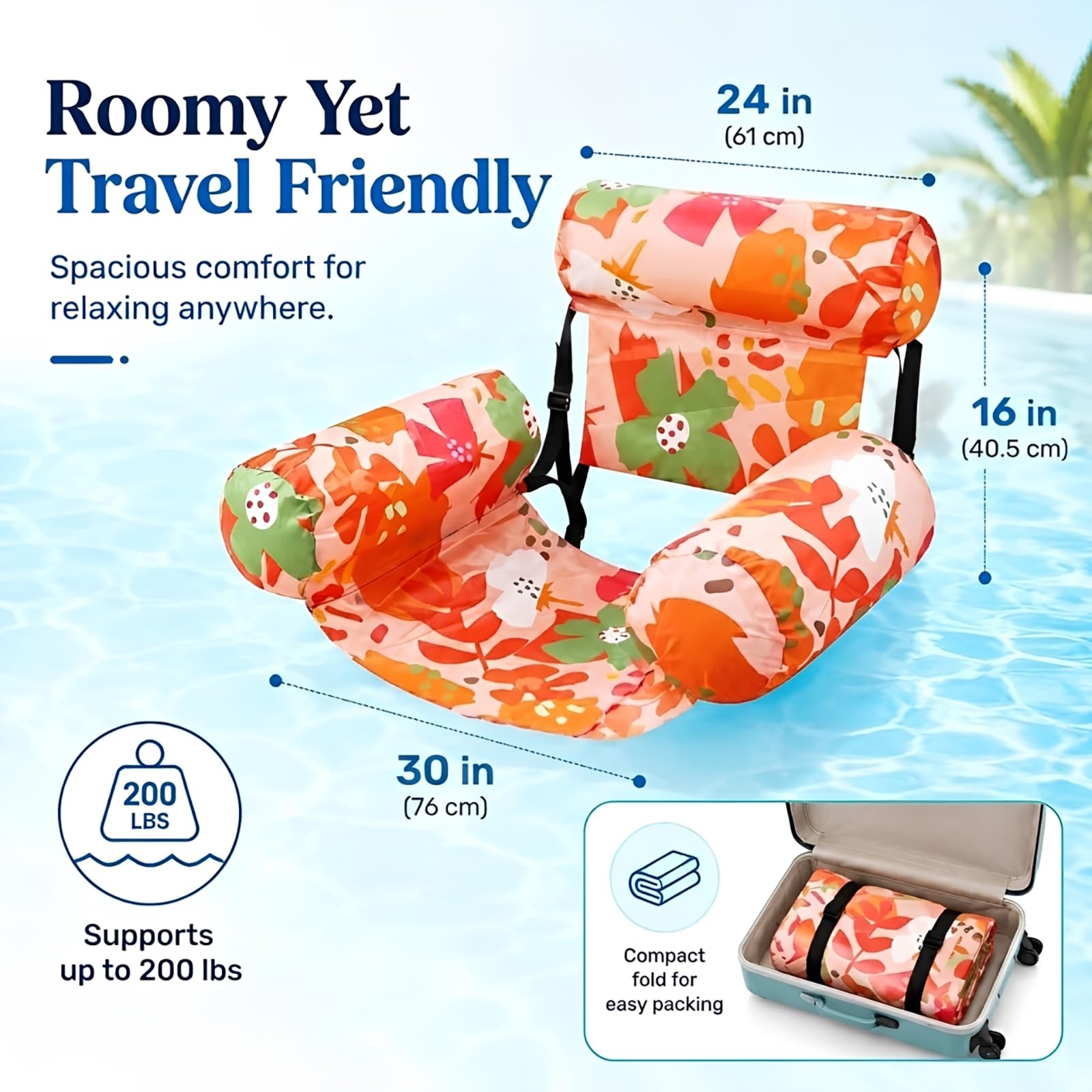 Chaise longue de piscine gonflable, hamac d'eau portable robuste, salon flottant pour piscine, lac et plage – Idéal pour une fête à la piscine