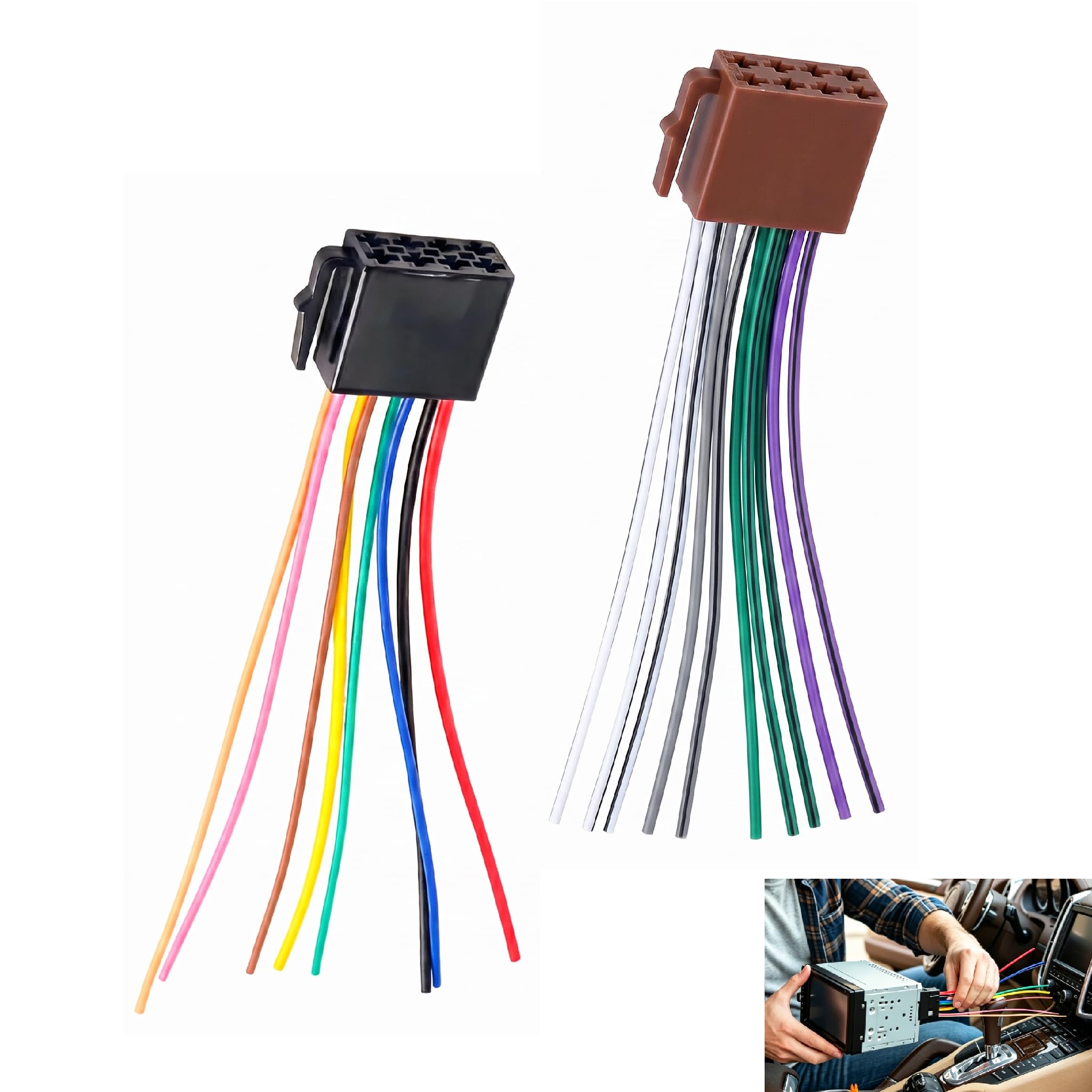 Autoradio Adapter,Radio Kabelbaum Adapter ISO Kompatibel mit Opel Ford Nachrüst, Auto Radio Kabel 2 x 8 Pin offenen Enden, Autoradio Kabelbaum Strom Lautsprecher, DIN ISO Stecker Universal