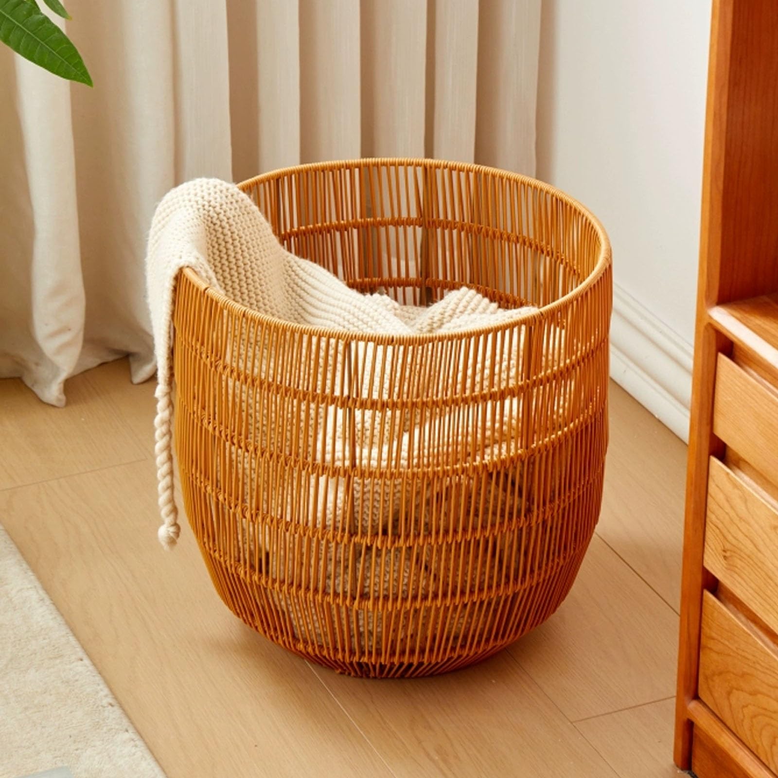 Folding Laundry Basket Household Storage made of woven PP material,with hollow chambers,for bedroom,student dormitory