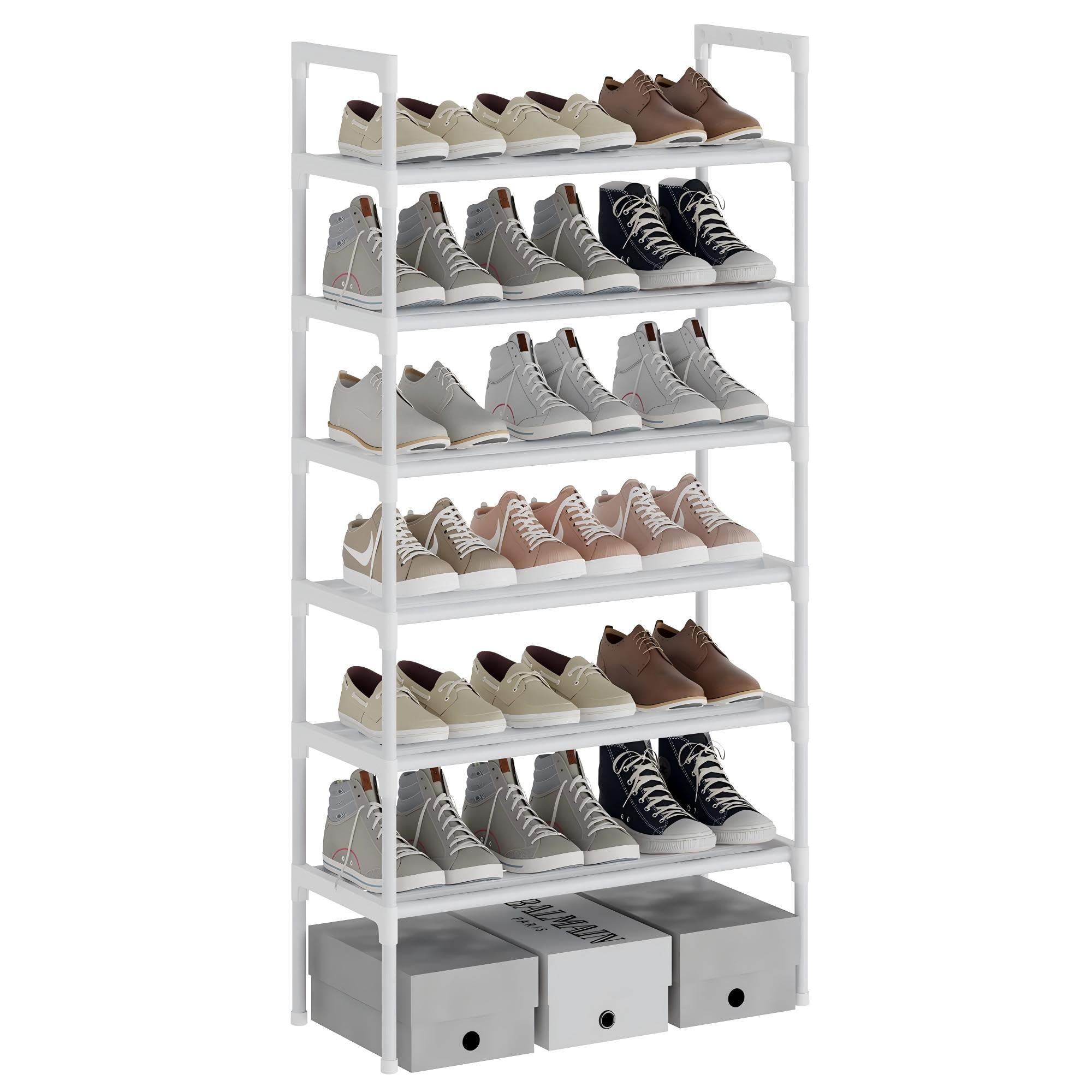 S-5 6 Niveles ajustable zapatillas estante organizador zapatos diseño resistente, ahorro de espacio (Blanco)
