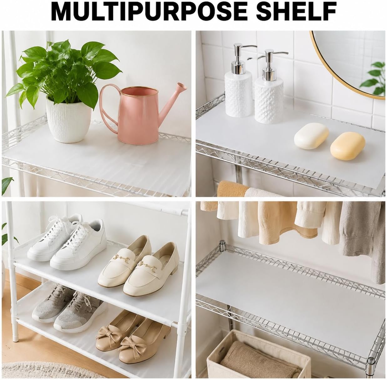 8 Pack Waterproof Non-Slip Clear Frosted Wire Shelf Liners
