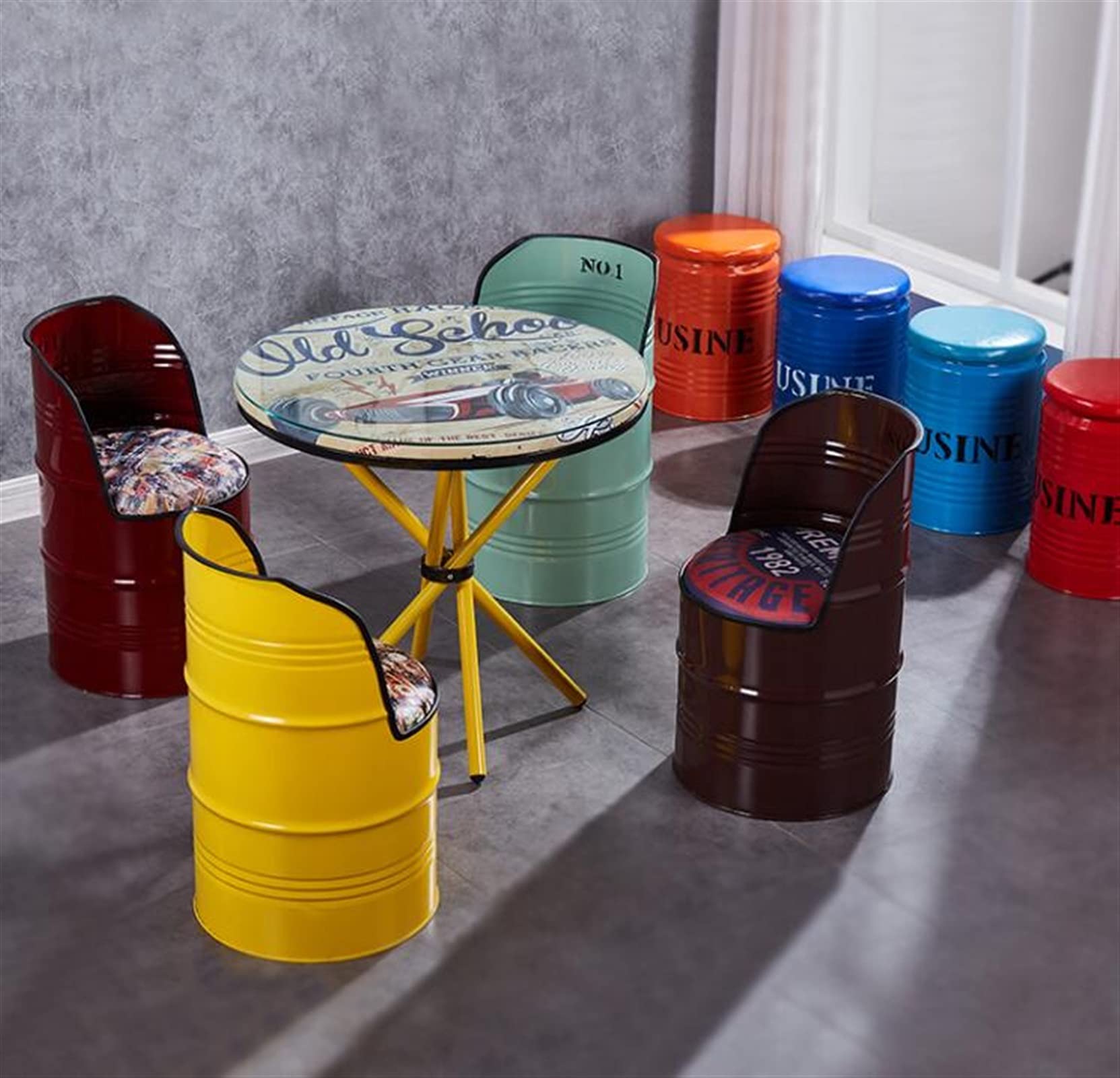 Amazon｜サイドテーブル ビンテージアイアンバケツチェアバー産業風