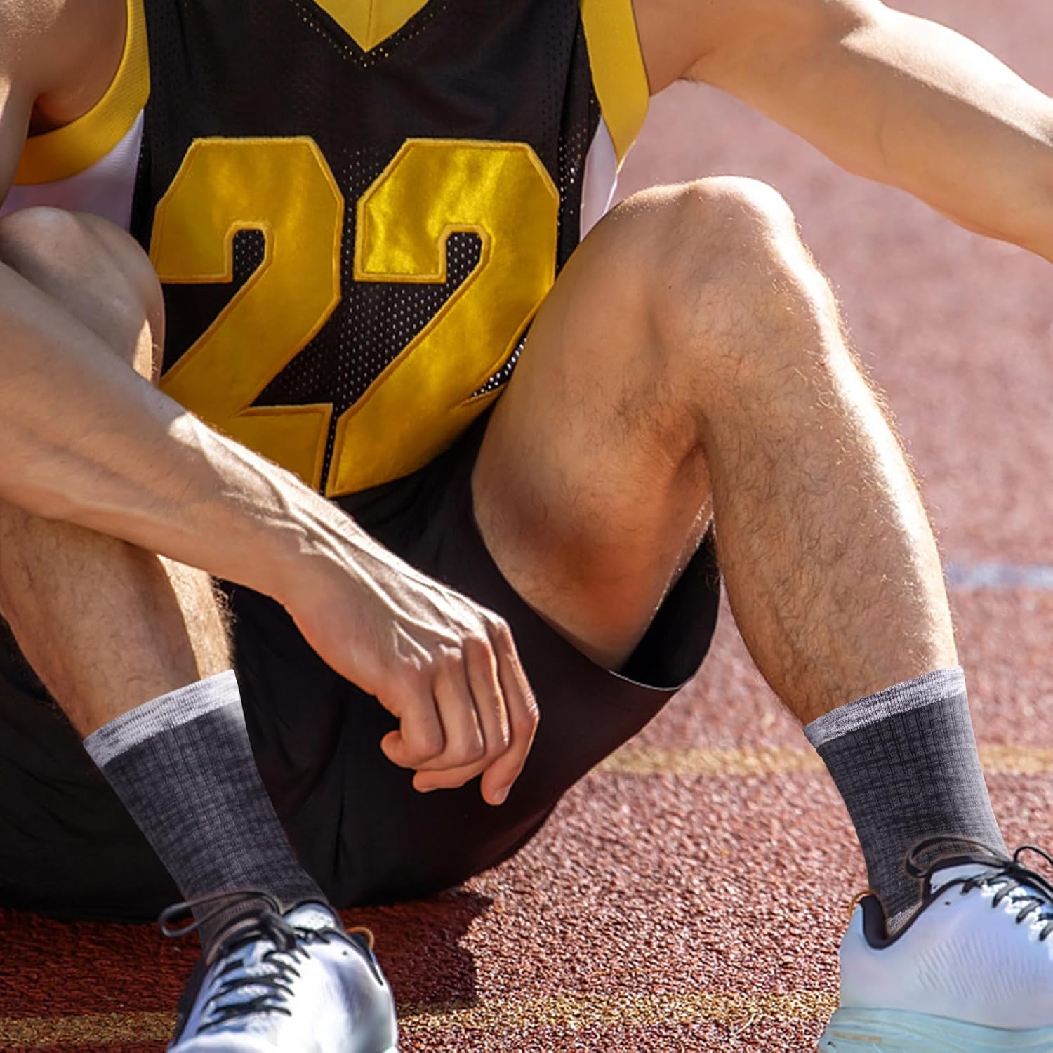 YUEDGE Men's Cushioned Hiking Socks Moisture Wicking Mens Socks Padded Anti-Odor Cotton Comfort Work Socks For Men, 5 Pairs - Image 2