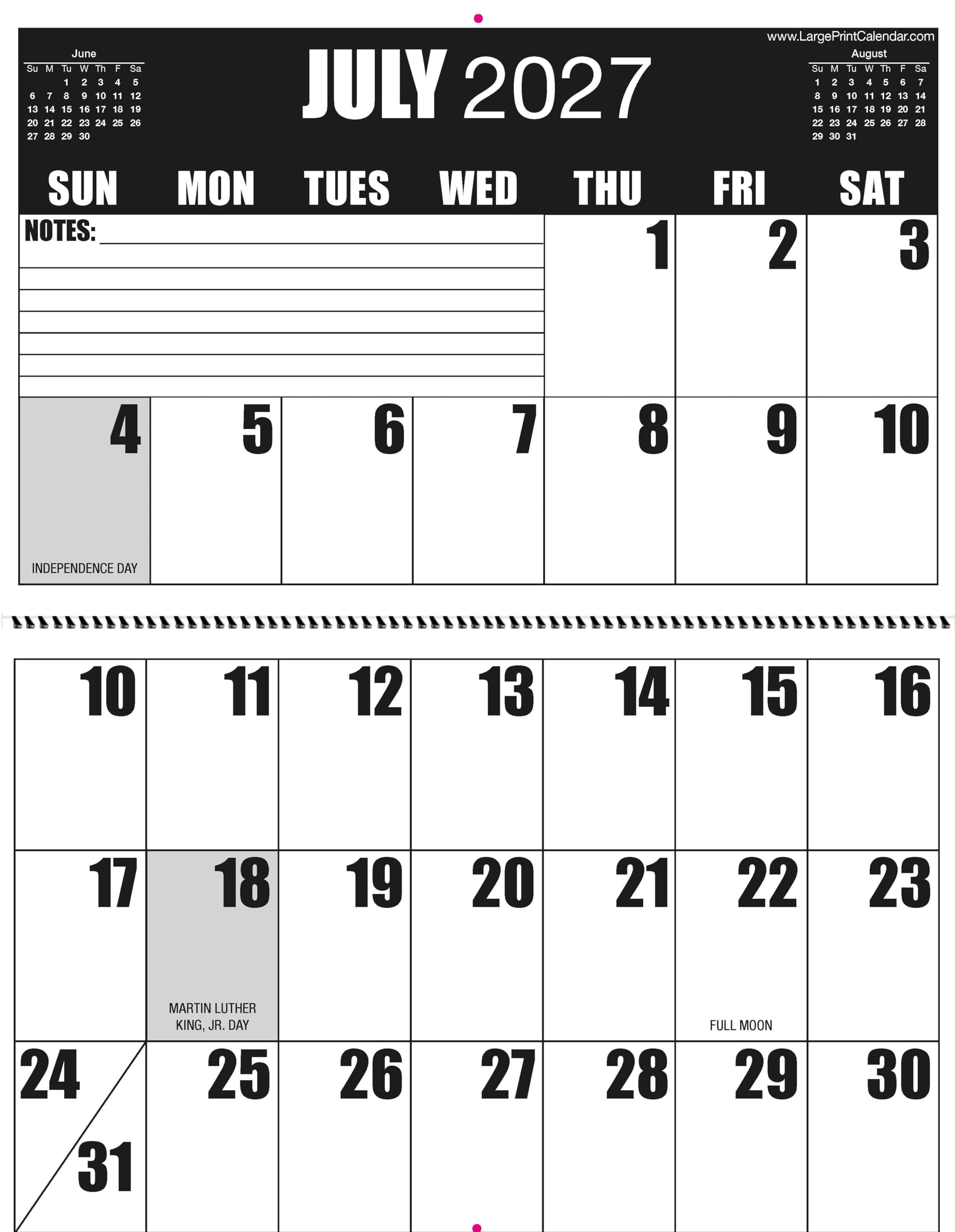 Calendario de 19 meses, junio de 2025 a diciembre de 2026 | Calendario de pared de alto contraste con impresión grande