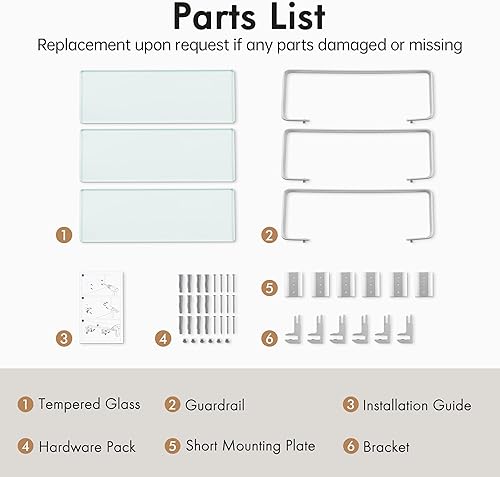 Miniatura 9 de KES Paquete de 3 estantes de vidrio para baño, estante de vidrio flotante para pared, estantes de vidrio templado extragruesos de 0.315 in, montaje
