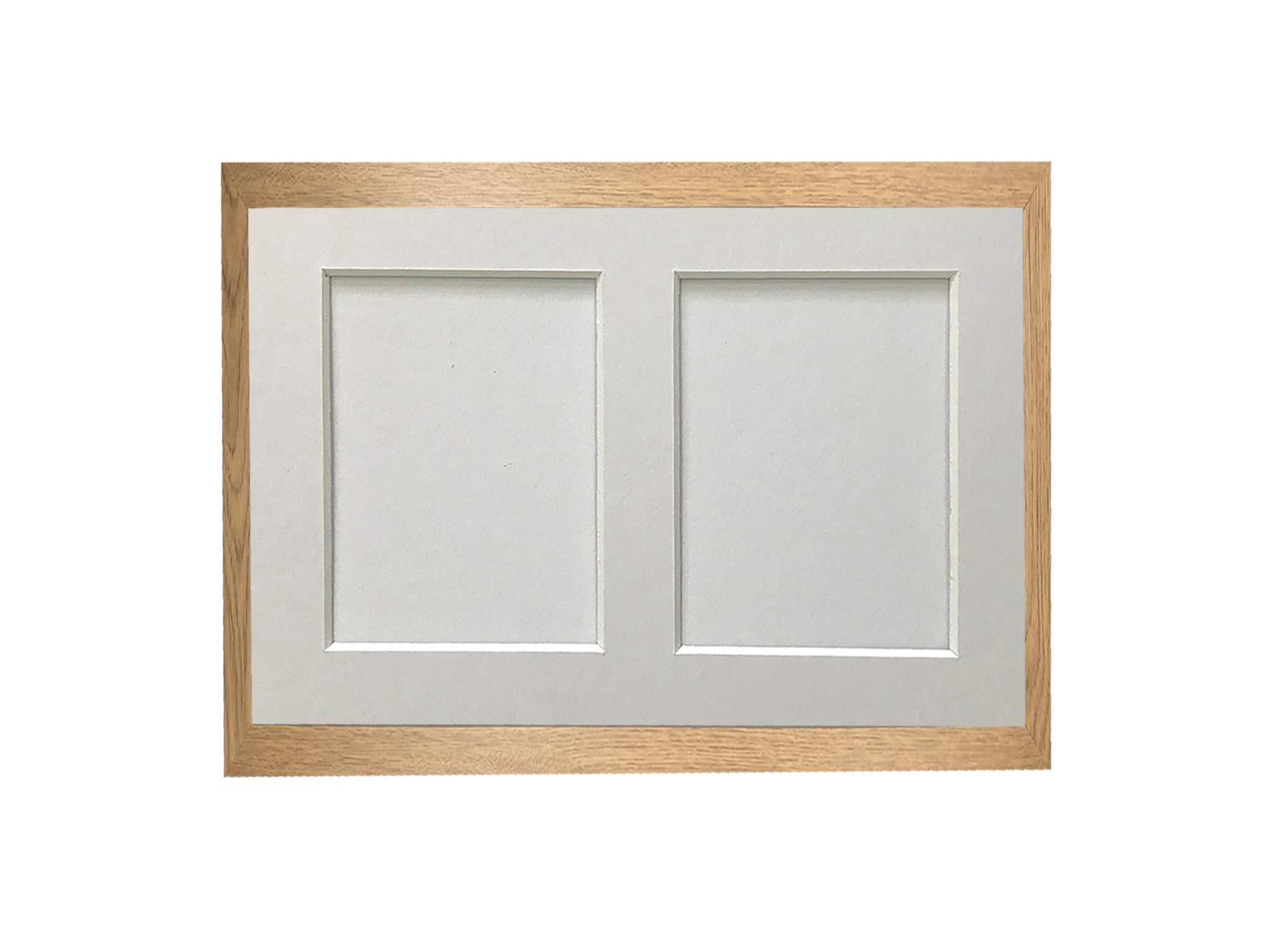 Frames By Post Oak Frame And White Multi Mount H7 Oak Picture Photo Frame With White 4 X 3 Inch Two Aperture Mount