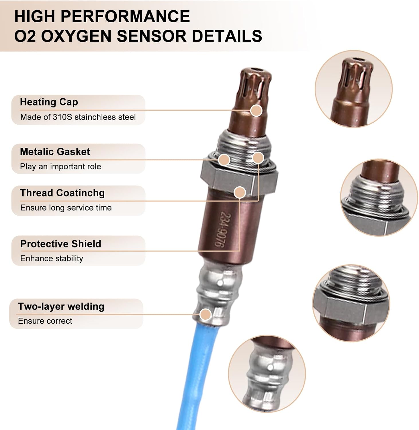 Oxygen O2 Sensor Upstream and Downstream Fits for Honda Civic Si 2006-2011, Civic Mugen Si 2008, for Acura CSX 2006-2011 2.0L, Replace 234-9076, 36531-RRA-013, 234-4358, 36532-RME-A01 2Pcs