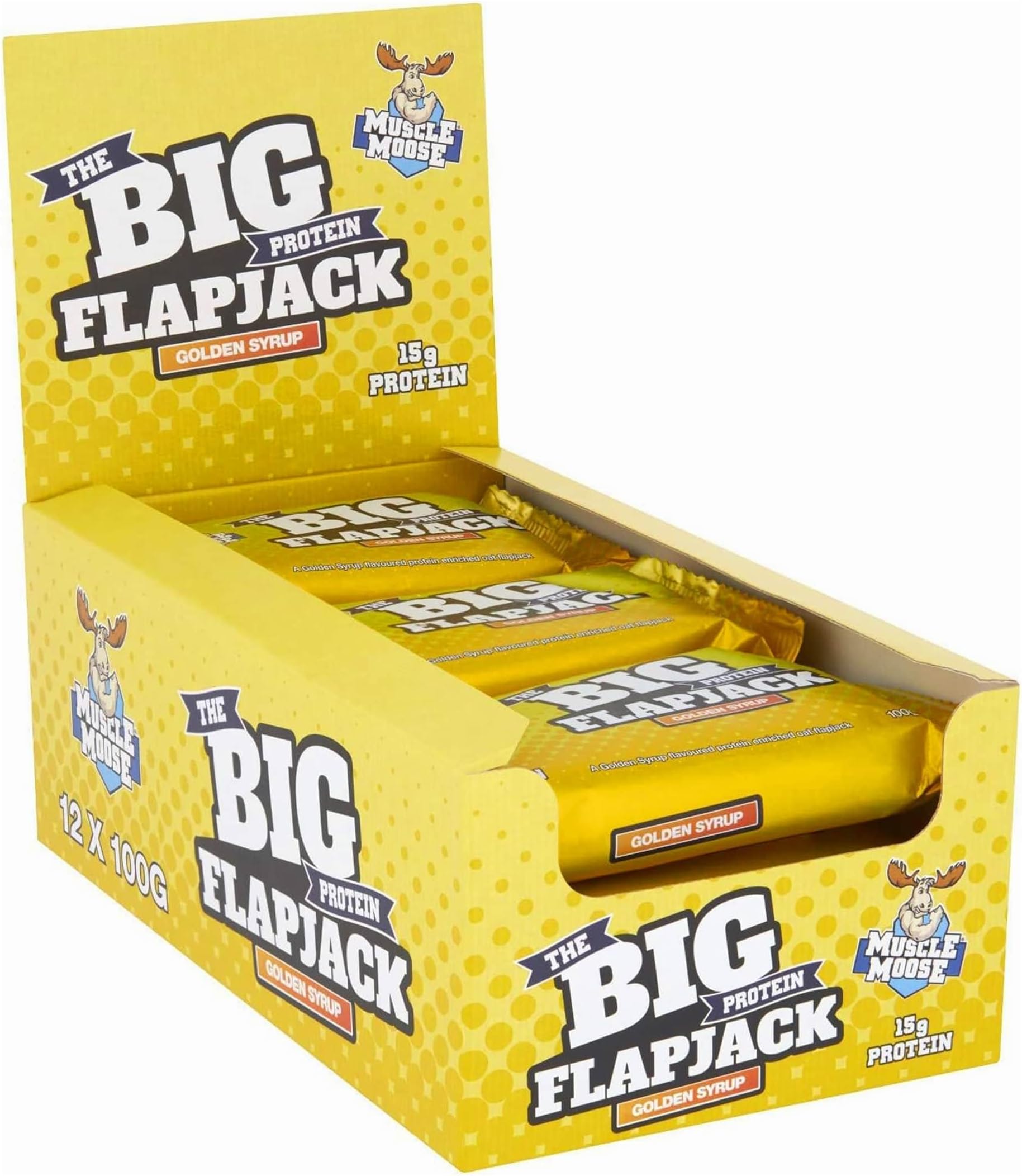 The BIG Protein Flapjack // MASSIVE 100g Flapjack // Soft Moist Texture // 15g Protein // Real Oats No Junk // Golden Syrup Flavour // 12 x 100g Flapjacks