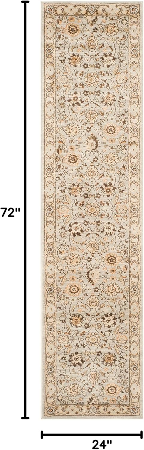 SAFAVIEH Florenteen Collection 2' x 6' Grey/Ivory FLR125 Traditional Oriental Non-Shedding Living Room Entryway Foyer Hallway Bedroom Runner Rug