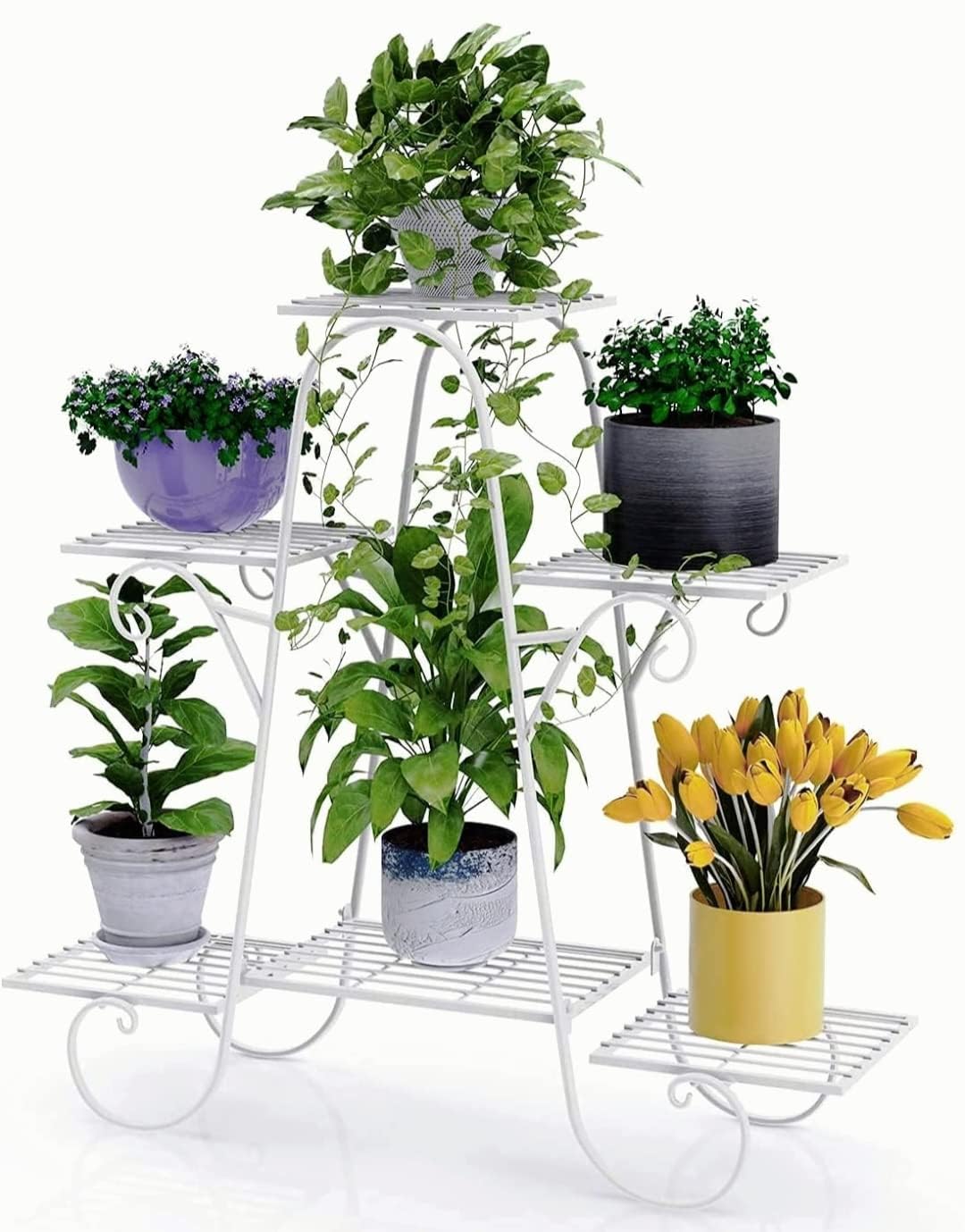 HOUSE PLANT Wought Iron Plant Stand and Flower Pot Stand for Balcony Living Room Outdoor Indoor Plants, Plant Holder Home and Decor, (6-Teir white) (B0CB737XM7) Amazon Price History, Amazon Price Tracker