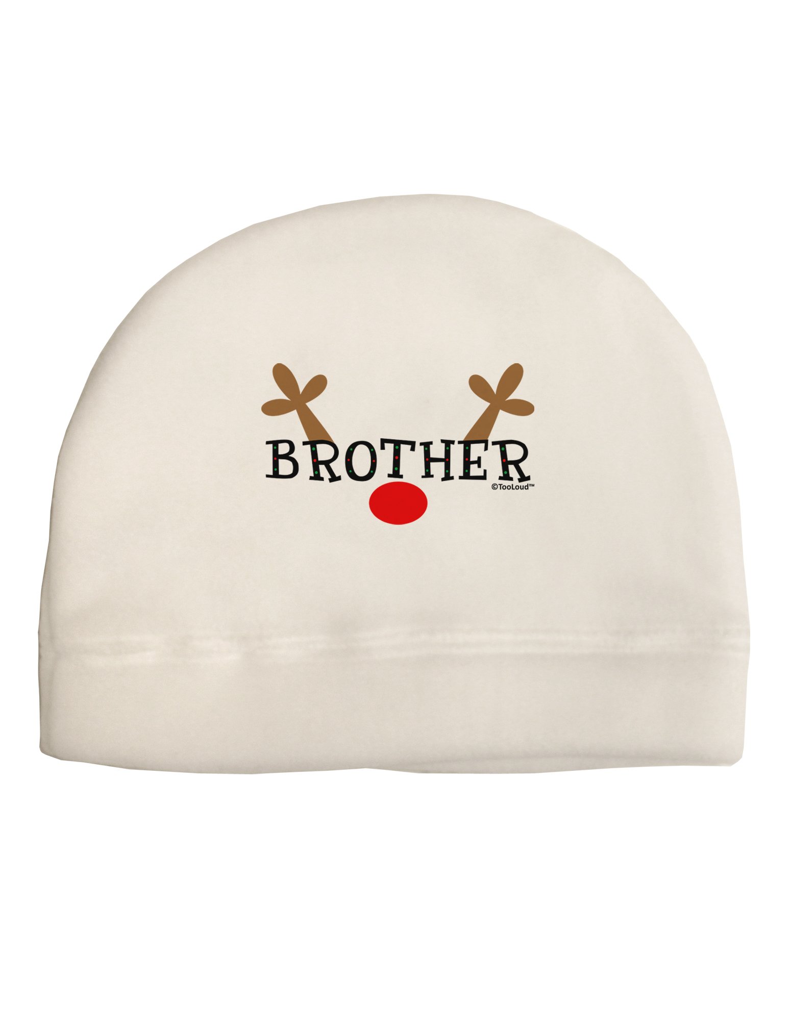 TOOLOUD Matching Family Christmas Design - Reindeer - Brother Child Fleece Beanie Cap Hat White