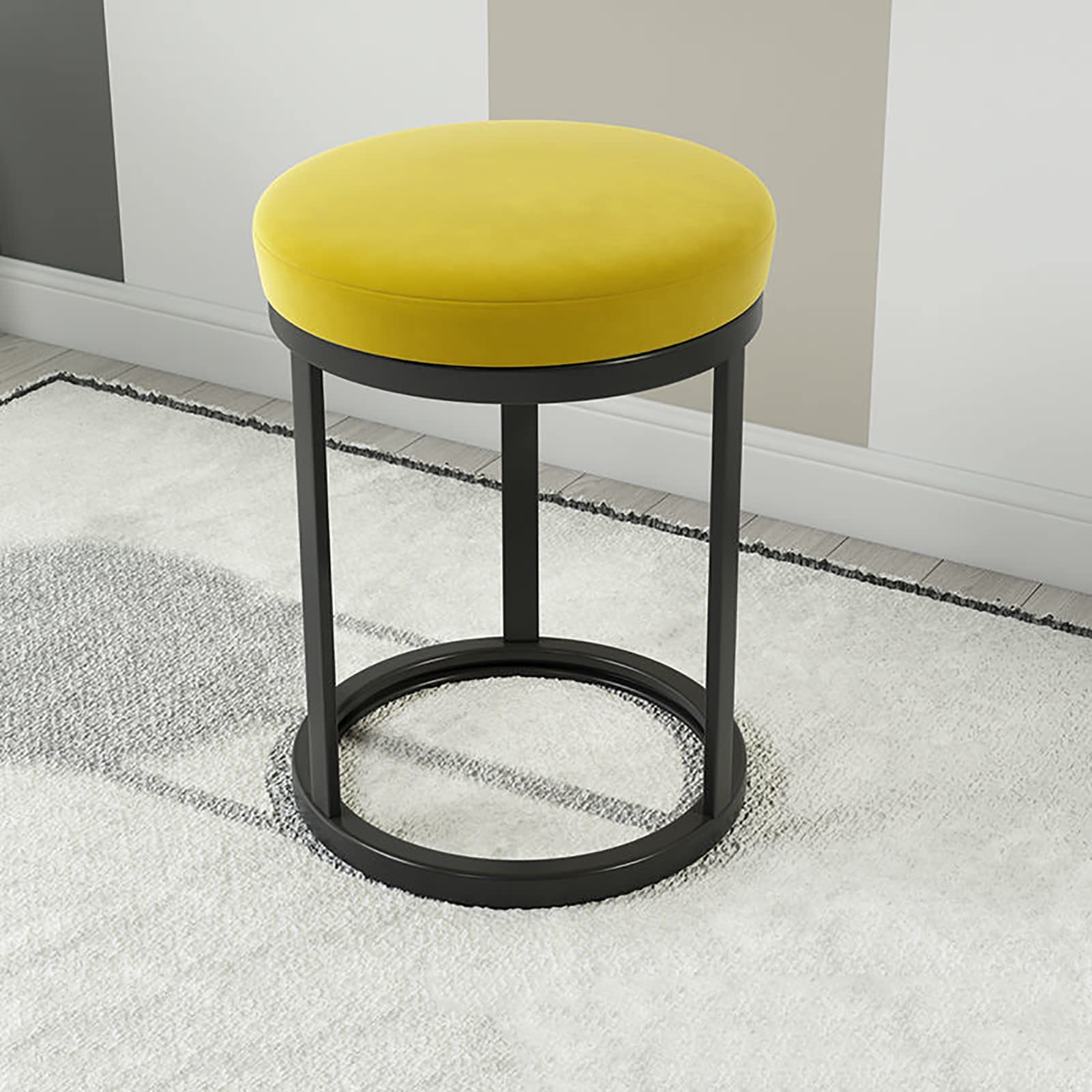 Tabouret repose-pieds en velours et métal doré pour salon