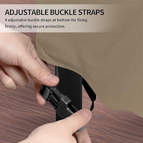 Miniatura 19 de Easy-Going Funda resistente 600D para muebles de patio, juego de mesa y silla rectangular para exteriores, funda impermeable para muebles Negro