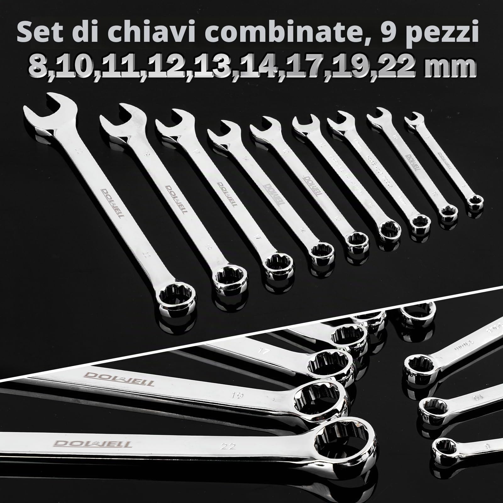 DOWELL 82-Piece Professional Socket & Bit Set | 1/4" & 1/2" Drive Ratchet Set | 72-Dent Ratchet Maniglia | Torx resistente alle manovre & Impact Hex Set | Set di chiavi combinate