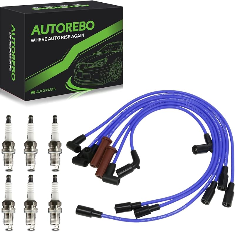 Kit de cabos de ignição AUTOREBO com 6 velas de irídio para motor V6 4.3L – 7 cabos