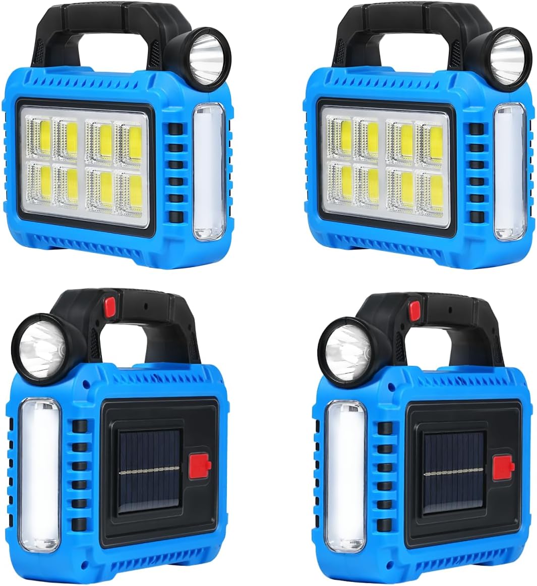 TANSOREN 4 Pack Lantern Camping Essentials Accessories Gear Solar Lights, LED Flashlight for Power Outages, Rechargeable Tent Lights for Emergency, Hurricane, Survival Kits, Operated Lamp