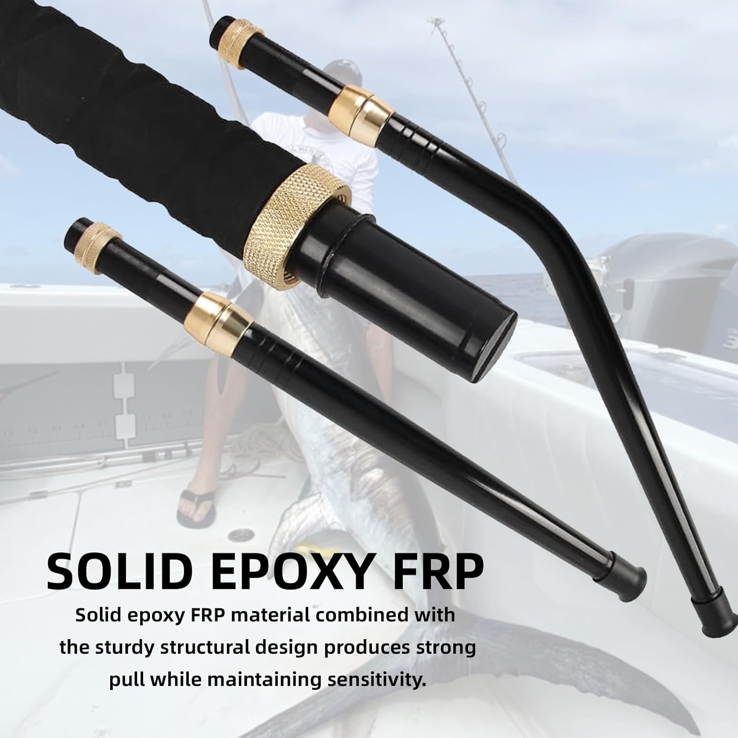 Deep Sea Fishing Rods, 2-Pieces Bent Butt Fishing Rods Saltwater，Offshore Trolling Rod Big Game Fishing Pole with 5+1 Roller Guides with 6.6ft