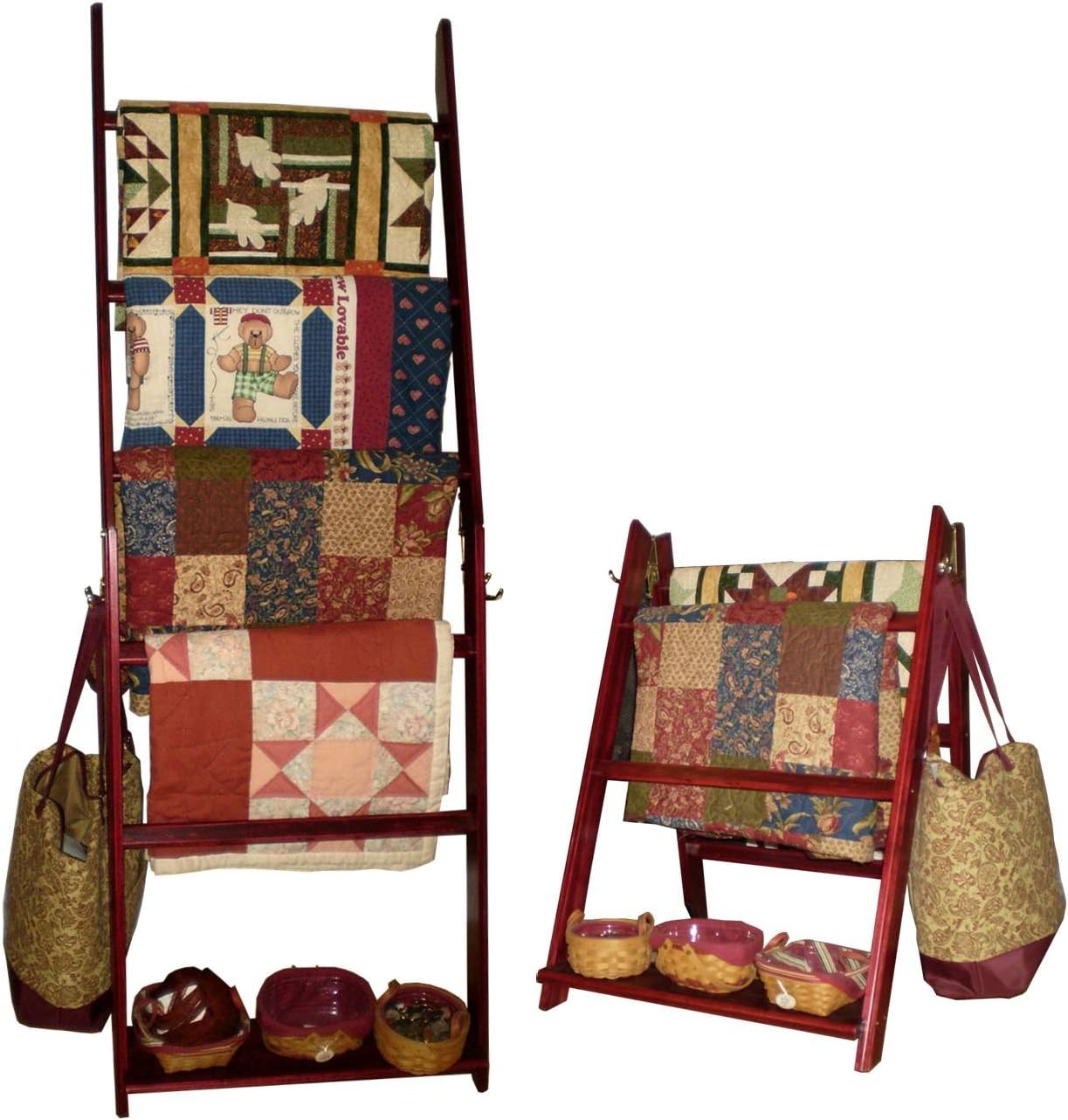 The LadderRack 2-in-1 Quilt Display Rack (5 Rung/24" Model/Cabernet)