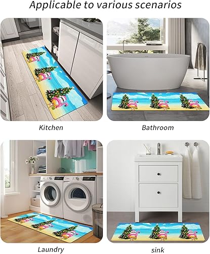 Miniatura 10 de Tapete de baño de Navidad para bañera, antideslizante, de secado rápido y absorbente, con tierra de diatomeas, para fregadero de cocina, lavable,