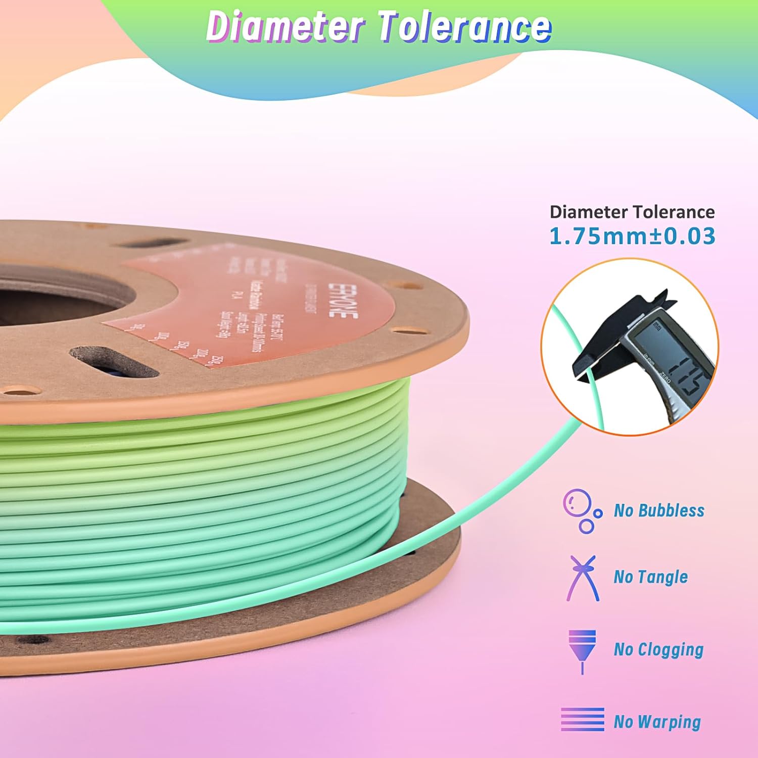ERYONE Rainbow PLA Filament Bundle, 1.75mm +/-0.03 mm, Muti Color 3D Printer Filament 0.25kg/Spools, 4 Packs(2.2lbs), Matte Marcron, Matte Watercolor, Silk Vibrant, Silk Waterfall