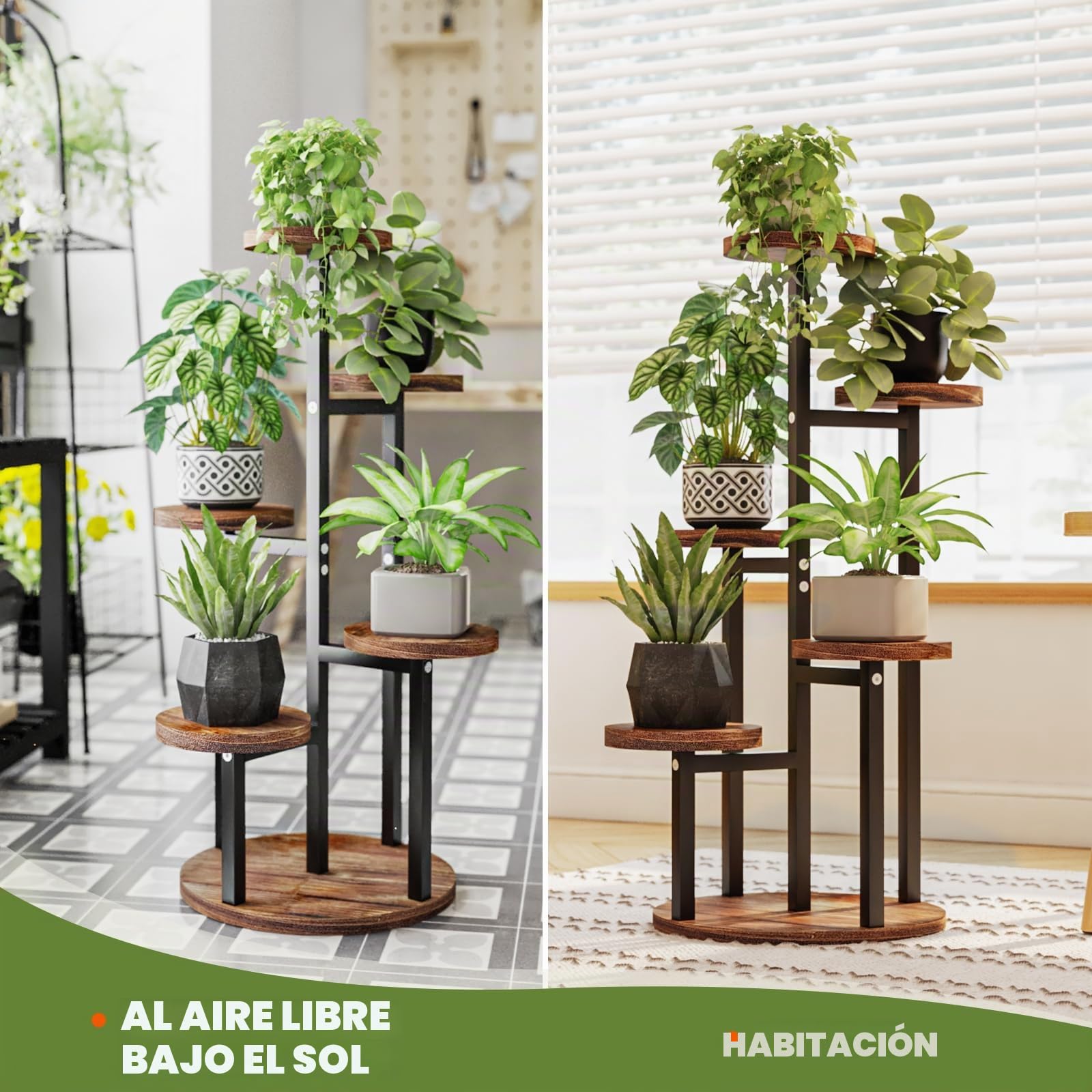 Bamworld Soporte Para Plantas De Madera, Escalera Para Flores, Estantería Para Plantas, Estantería De Flores, Escalera Para Flores Al Aire Libre, Resistente A La Intemperie, Estantería De 5 Niveles