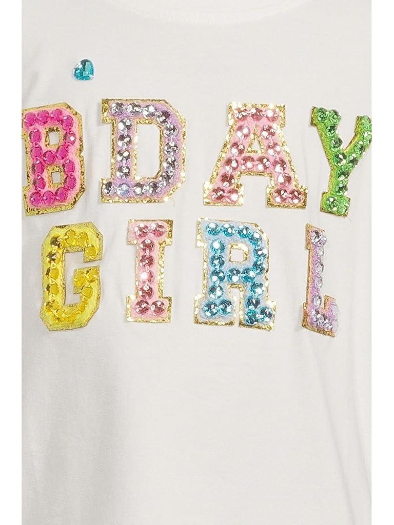 White Lola and The Boys Birthday Girl Gem Ruffle Shirt (Toddler/Little Kid/Big Kid)