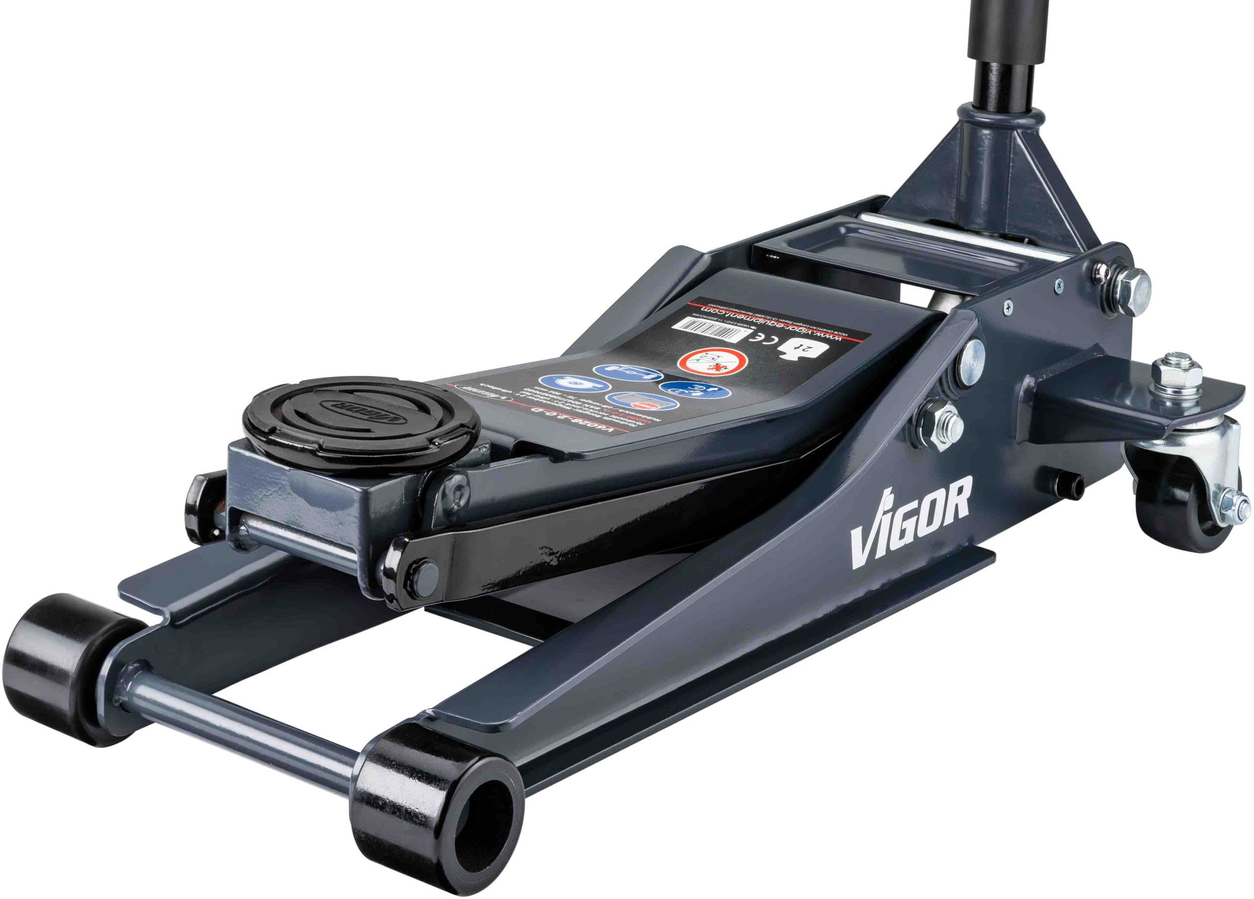 VIGOR Hydraulik Rangier-Wagenheber, 2 Tonnen, ultraflach, V6028-2.0-D | 31400 g, Ultraflaches Design – für sportliche und tiefergelegte Fahrzeuge, Hohe Hubleistung bei minimaler Unterfahrhöhe