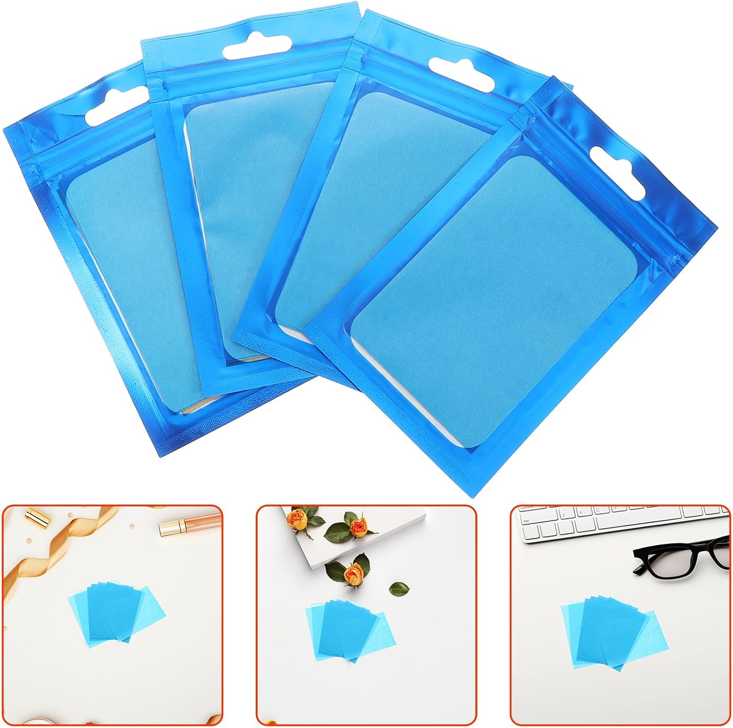 Generic 10 Bags Facial Oil Absorbing Paper Blotting Sheets for Face, Blue Matte Linen Paper, Oil Control and Sweat Absorption for Oily Skin, Portable Makeup Blotting Wipes for Men