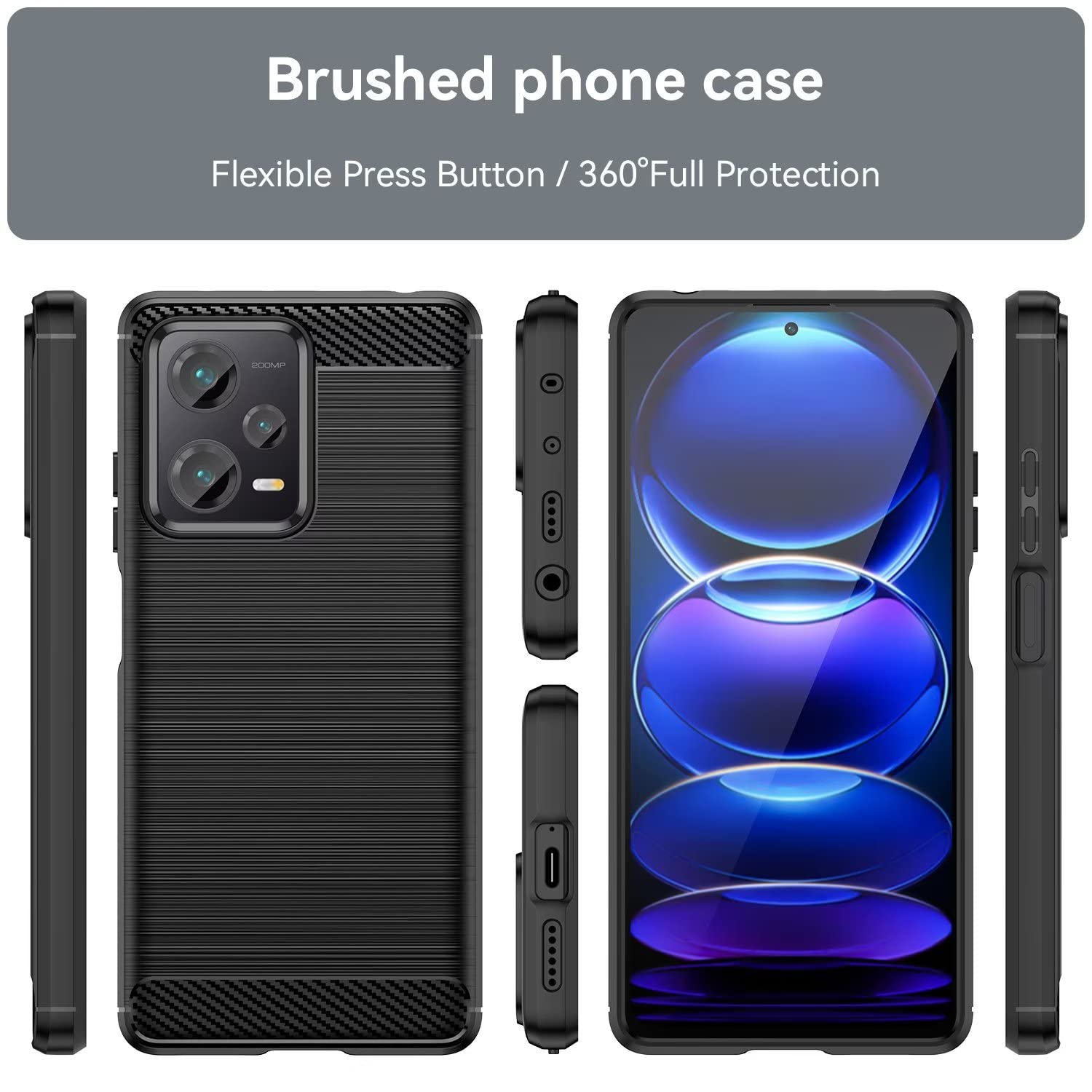 EASSGU Custodia Per Redmi Note 12 Pro+ 5G – Cover Morbida In TPU Nero – Anticaduta E Antigraffio - 2
