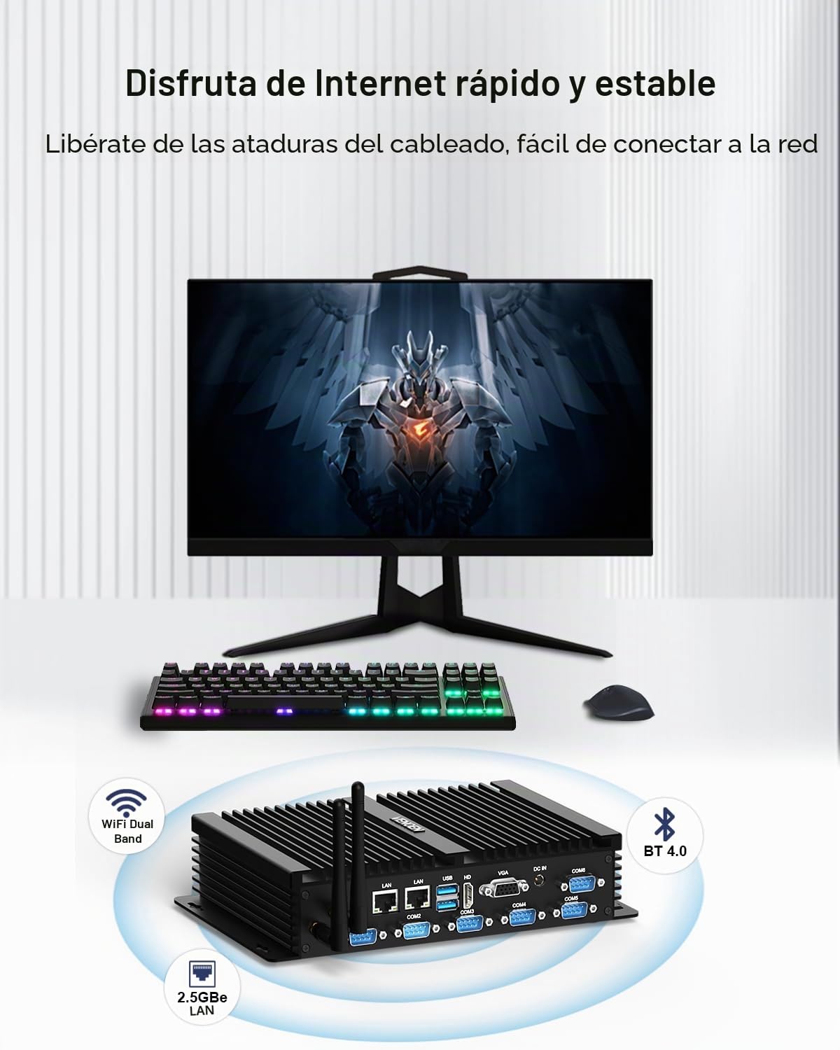 VENOEN Mini PC Industrial, PC sin Ventilador i7, Computadora Industrial, Core i7 8550U, W11 Pro, HD1.4, VGA, 6 RS232 COM, RJ45 LAN, USB, Ranura SIM, WLAN, BT4.0, WOL, Raid, 16GB RAM 512GB SSD